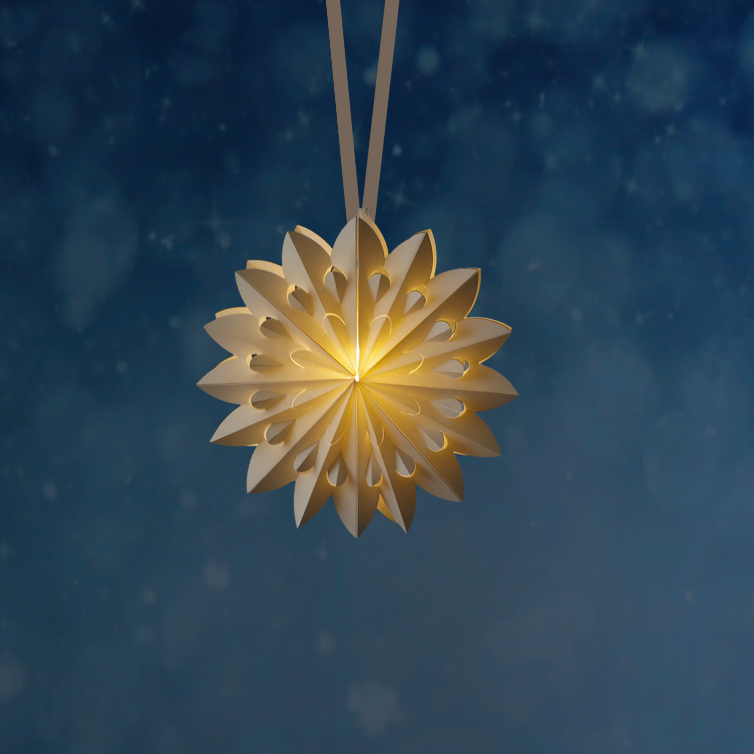 LED Papierstern - Weihnachtsstern - hängend - 6 warmweiße LED - D: 40cm - Batterie - Timer - weiß LED Papierstern - Weihnachtsstern - hängend - 6 warmweiße LED - D: 40cm - Batterie - Timer - weiß