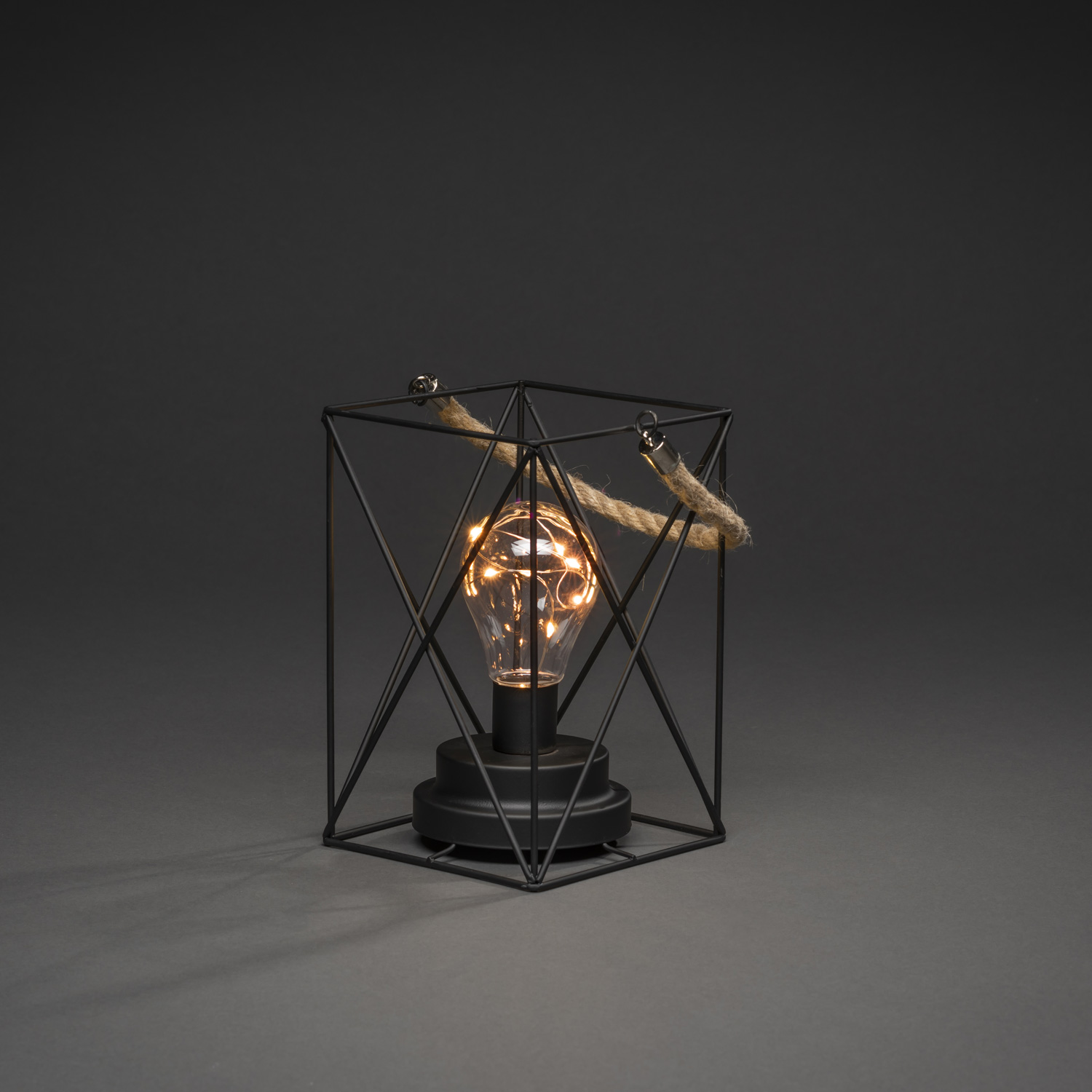 LED Laterne - Hängeleuchte - Metall - 9 bernsteinfarbene LED - Timer - Batterie - H: 19cm - eckig LED Laterne - Hängeleuchte - Metall - 9 bernsteinfarbene LED - Timer - Batterie - H: 19cm - eckig