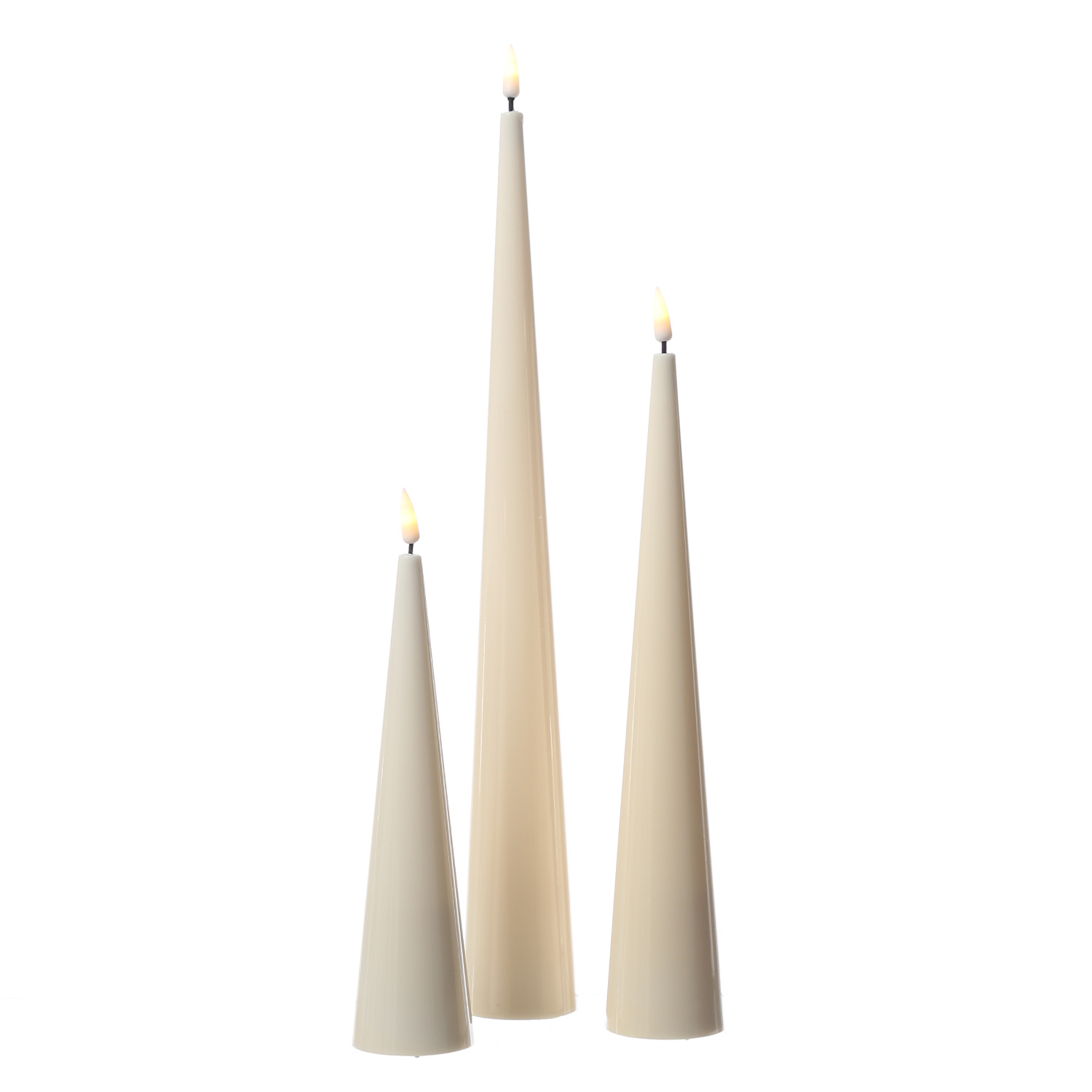 LED Kegelkerze LEA - Echtwachs - realistische 3D Flamme - H: 20cm - Batteriebetrieb - creme LED Kegelkerze LEA - Echtwachs - realistische 3D Flamme - H: 20cm - Batteriebetrieb - creme