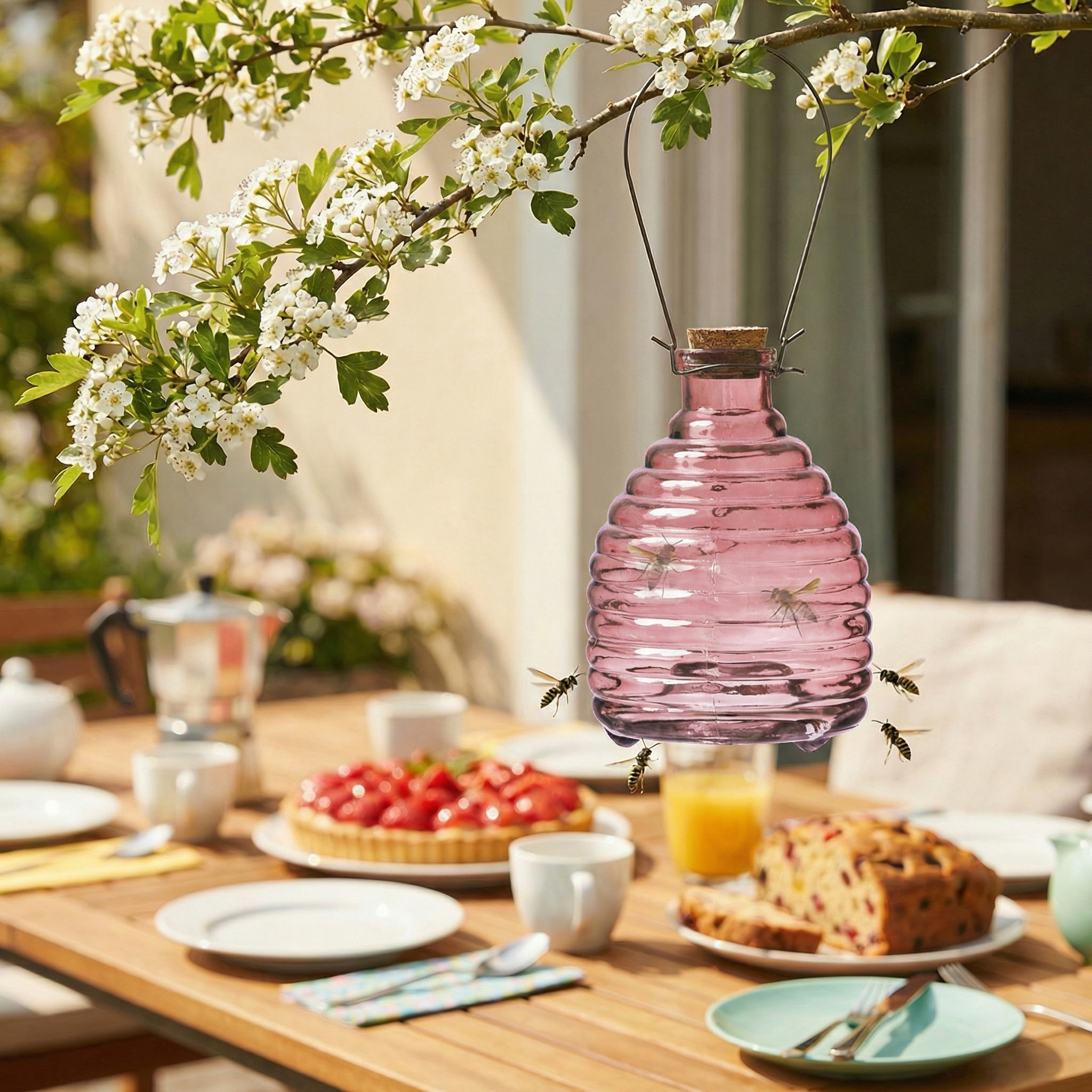 Wespenfänger HONIGTOPF - Wespenfalle - geriffeltes Glas - D: 13cm - H: 17cm