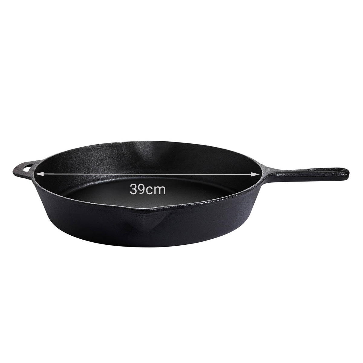 Gusspfanne mit Stiel und Griff - Grillpfanne aus Gusseisen - D: 39cm - Feuerpfanne - 2,5l - rund