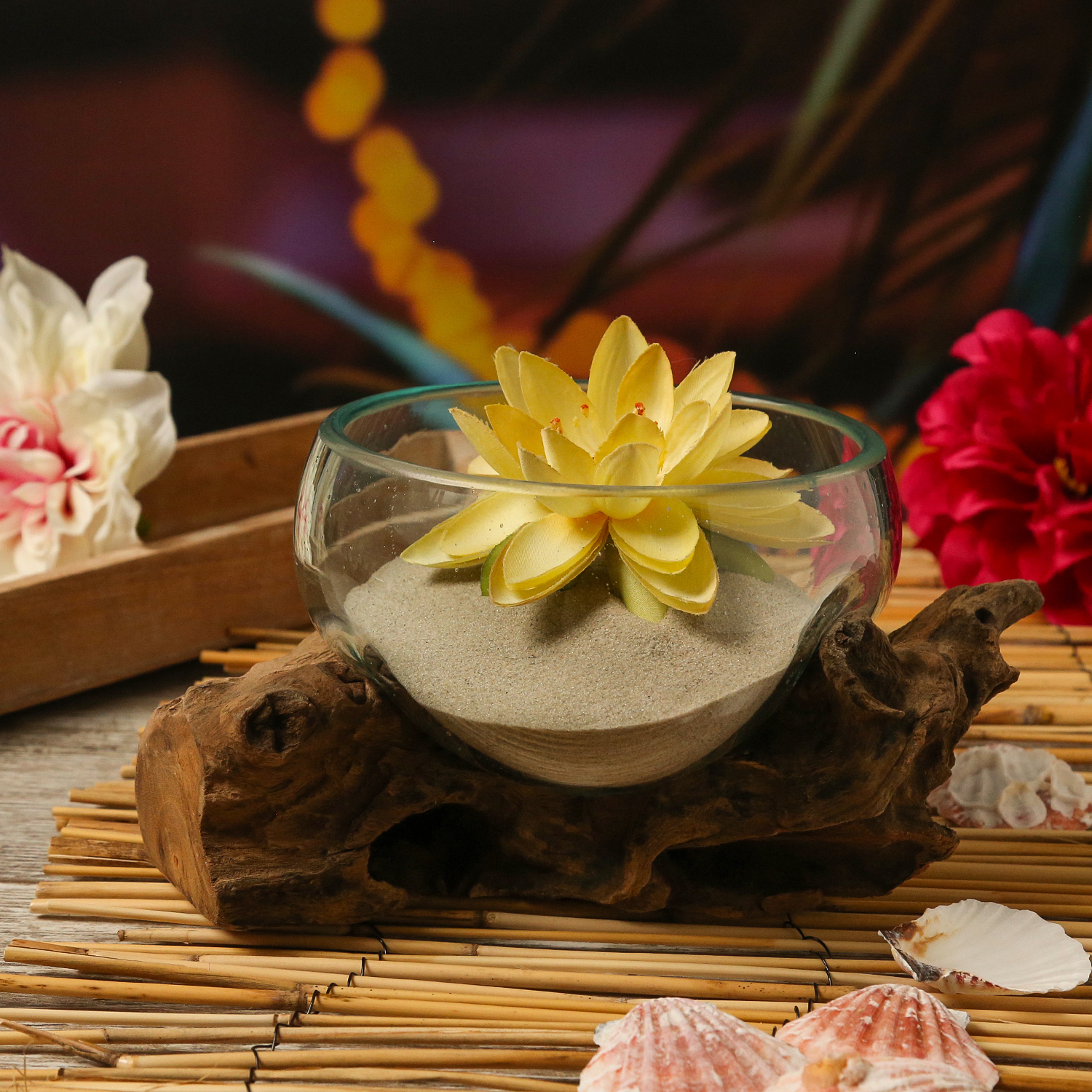 Glasschale auf Wurzelholz - Dekoschale - D: 10cm - natur