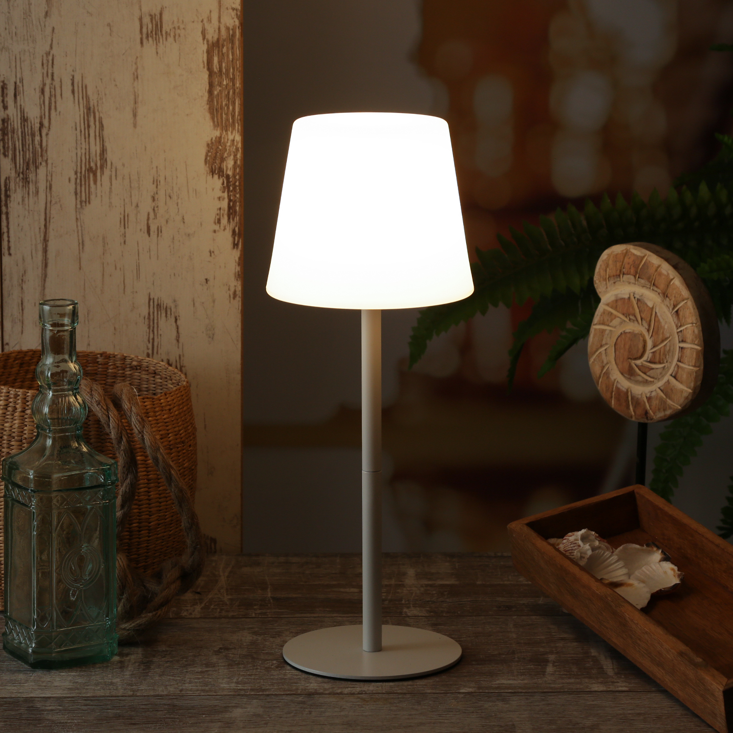 LED Garten Tischlampe - 4 Helligkeitsstufen - 2 Höhen - H: 40cm - wiederaufladbar per USB - f. Außen LED Garten Tischlampe - 4 Helligkeitsstufen - 2 Höhen - H: 40cm - wiederaufladbar per USB - f. Außen