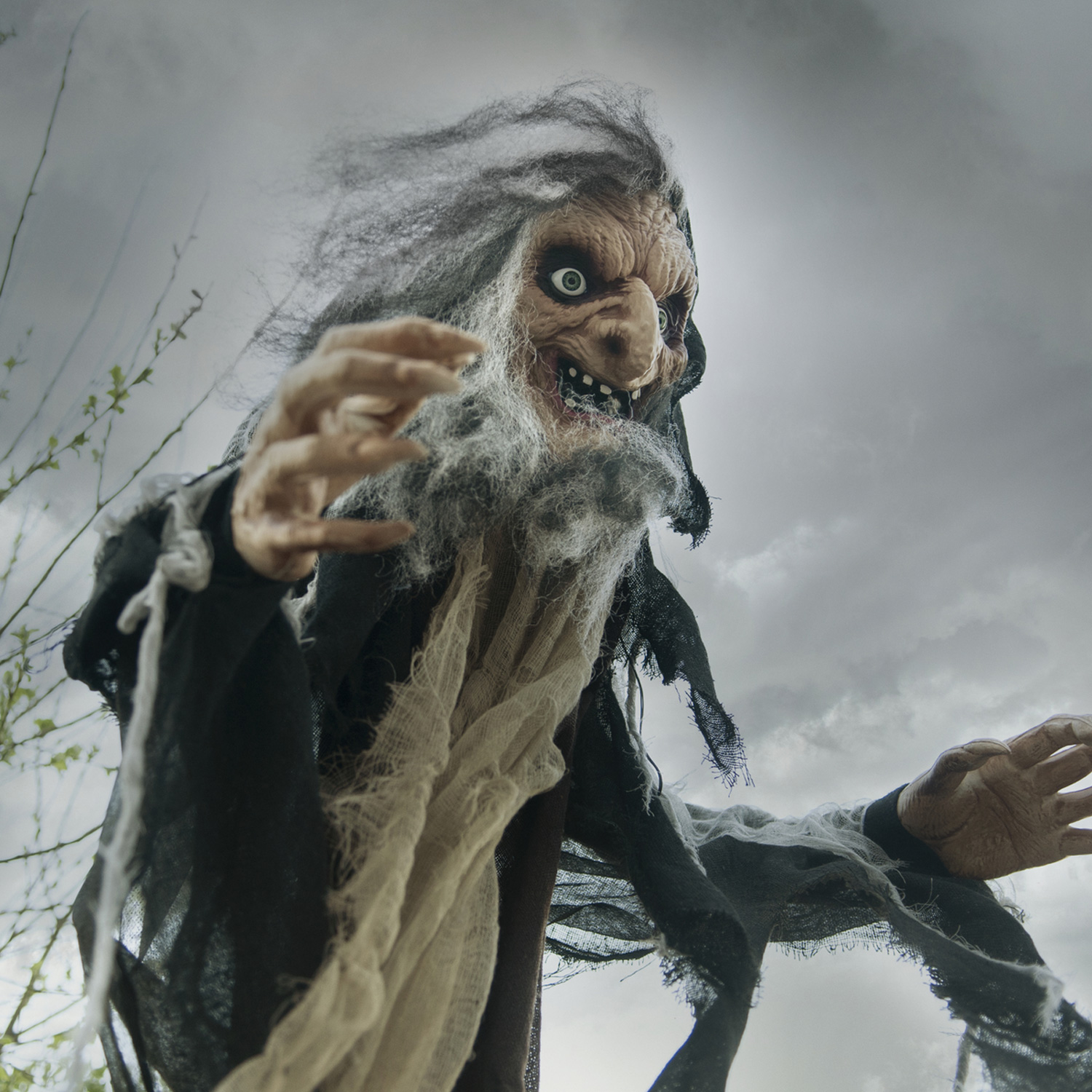 Halloween Figur Hexe NAHEMA, 160cm - animiert mit Bewegung, Licht und Sound