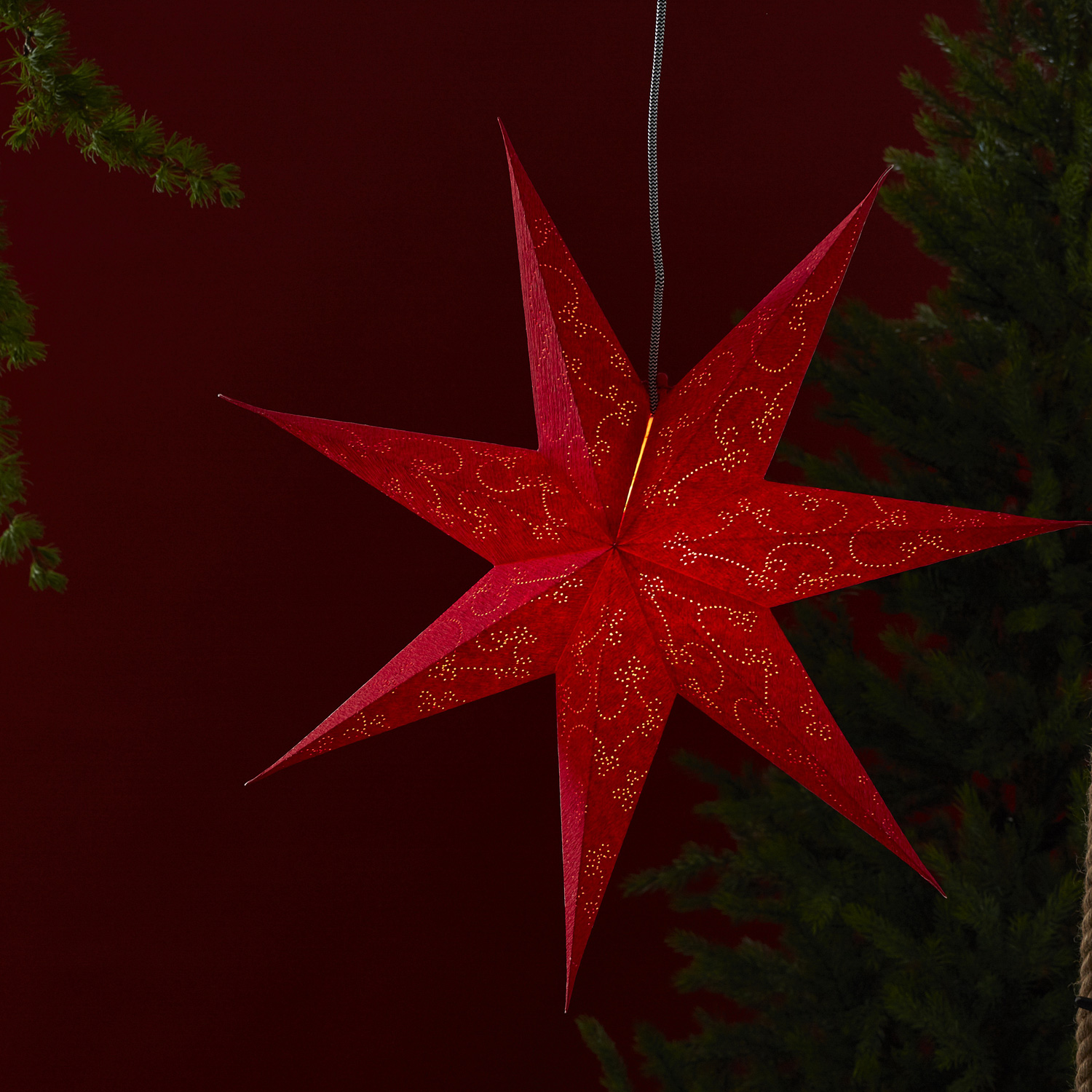 Papierstern "Decorus" - hängend - 7-zackig - Ø 63 cm - rot Papierstern "Decorus" - hängend - 7-zackig - Ø 63 cm - rot