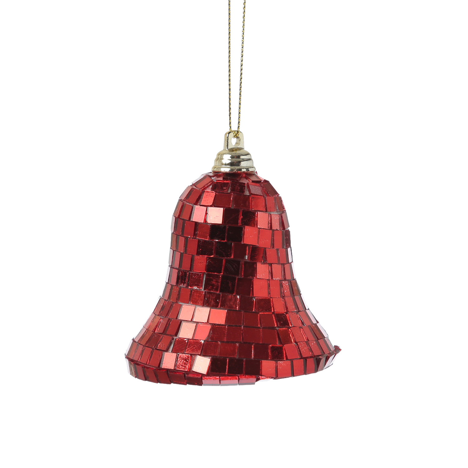 Christbaumschmuck Glocke - Weihnachtsbaumschmuck im Discokugel Look - H: 8cm - rot Christbaumschmuck Glocke - Weihnachtsbaumschmuck im Discokugel Look - H: 8cm - rot