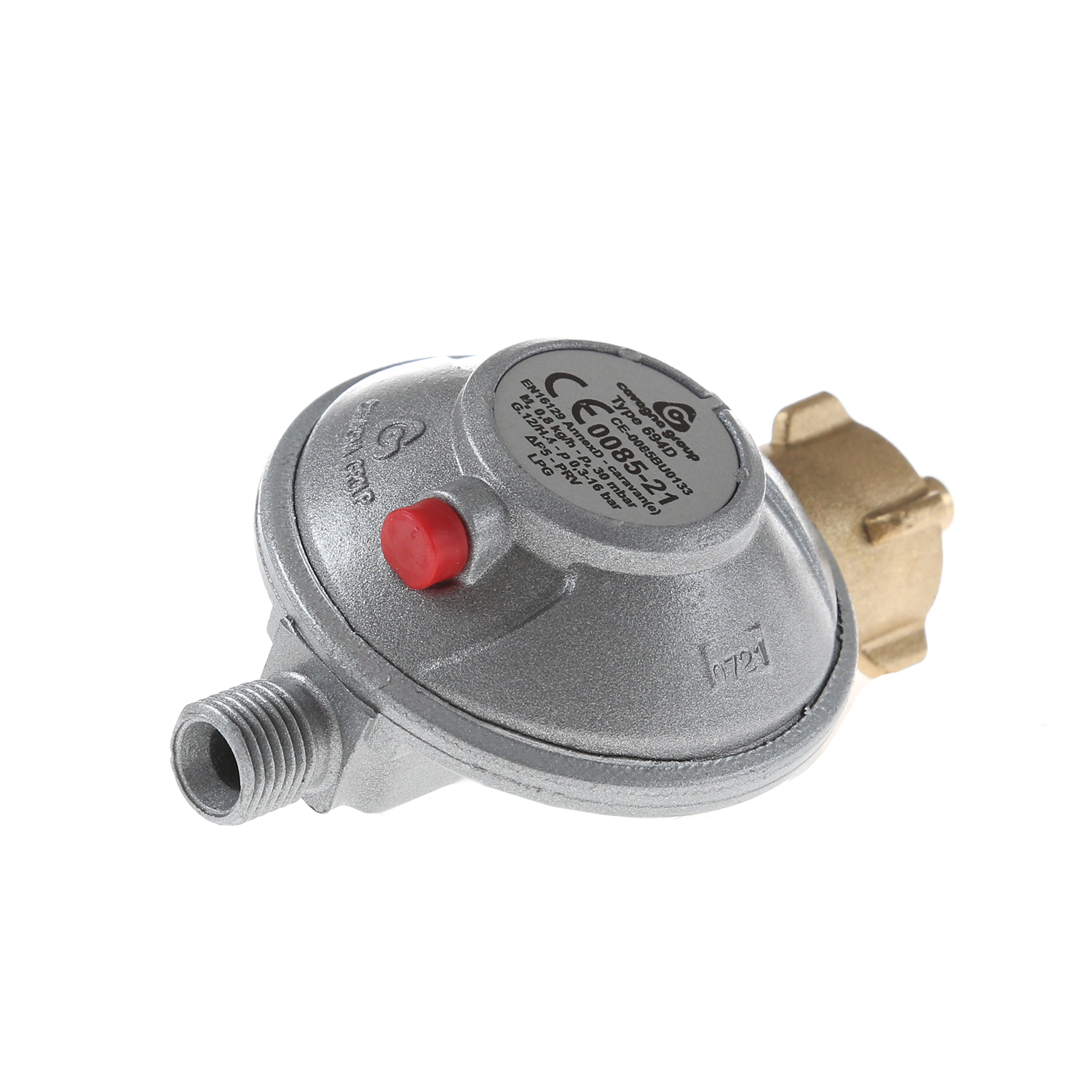 Gasregler Niederdruck 30mbar - 0,8kg/h - Kleinflaschenanschluss x 1/4" links - einstufig - FAHRZEUG