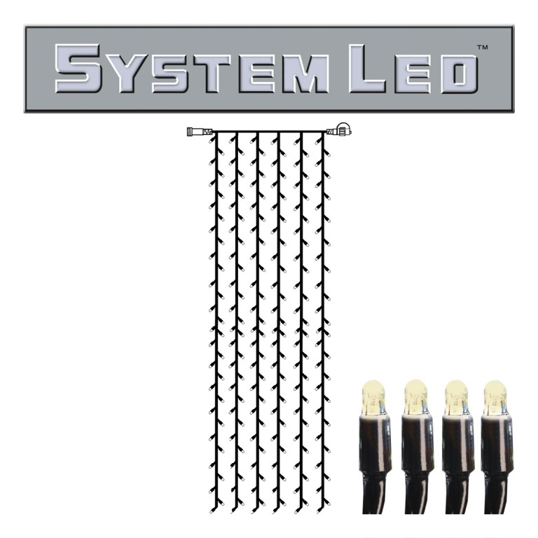 System LED Black | Lichtvorhang | koppelbar | exkl. Trafo | 1.00m x 4.00m | 204x Warmweiß
