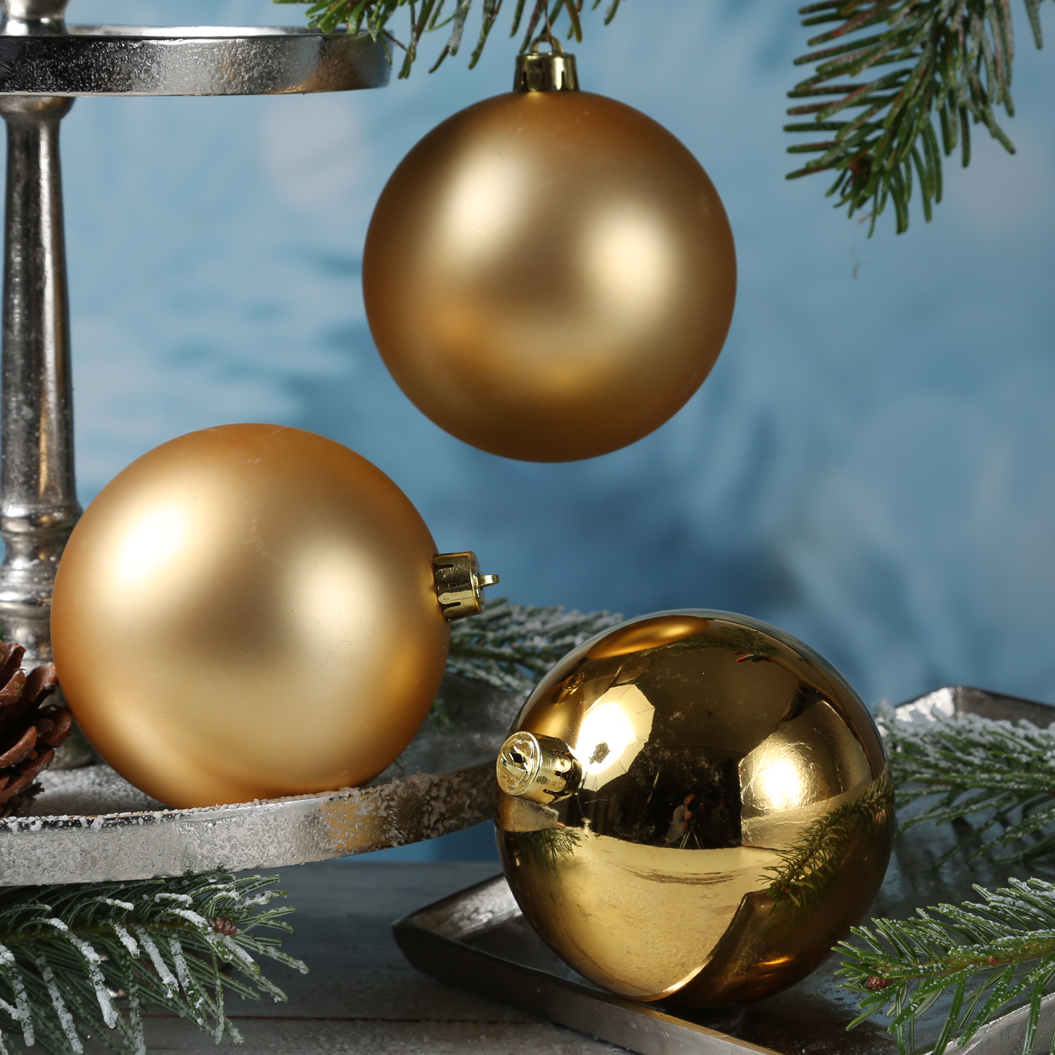Christbaumkugel - Weihnachtsbaumkugel - bruchfest - D: 10cm - glänzend und matt - gold - 4er Set Christbaumkugel - Weihnachtsbaumkugel - bruchfest - D: 10cm - glänzend und matt - gold - 4er Set