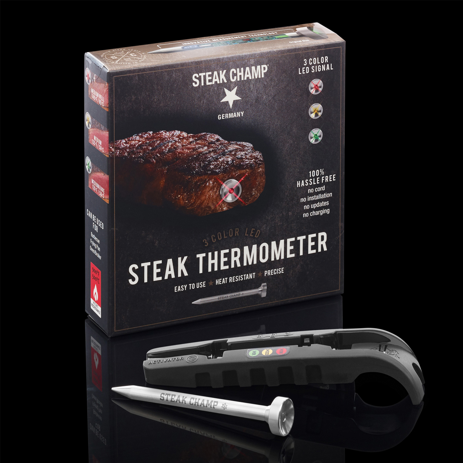 STEAK CHAMP Thermometer - LED Anzeige - Garen auf den Punkt!