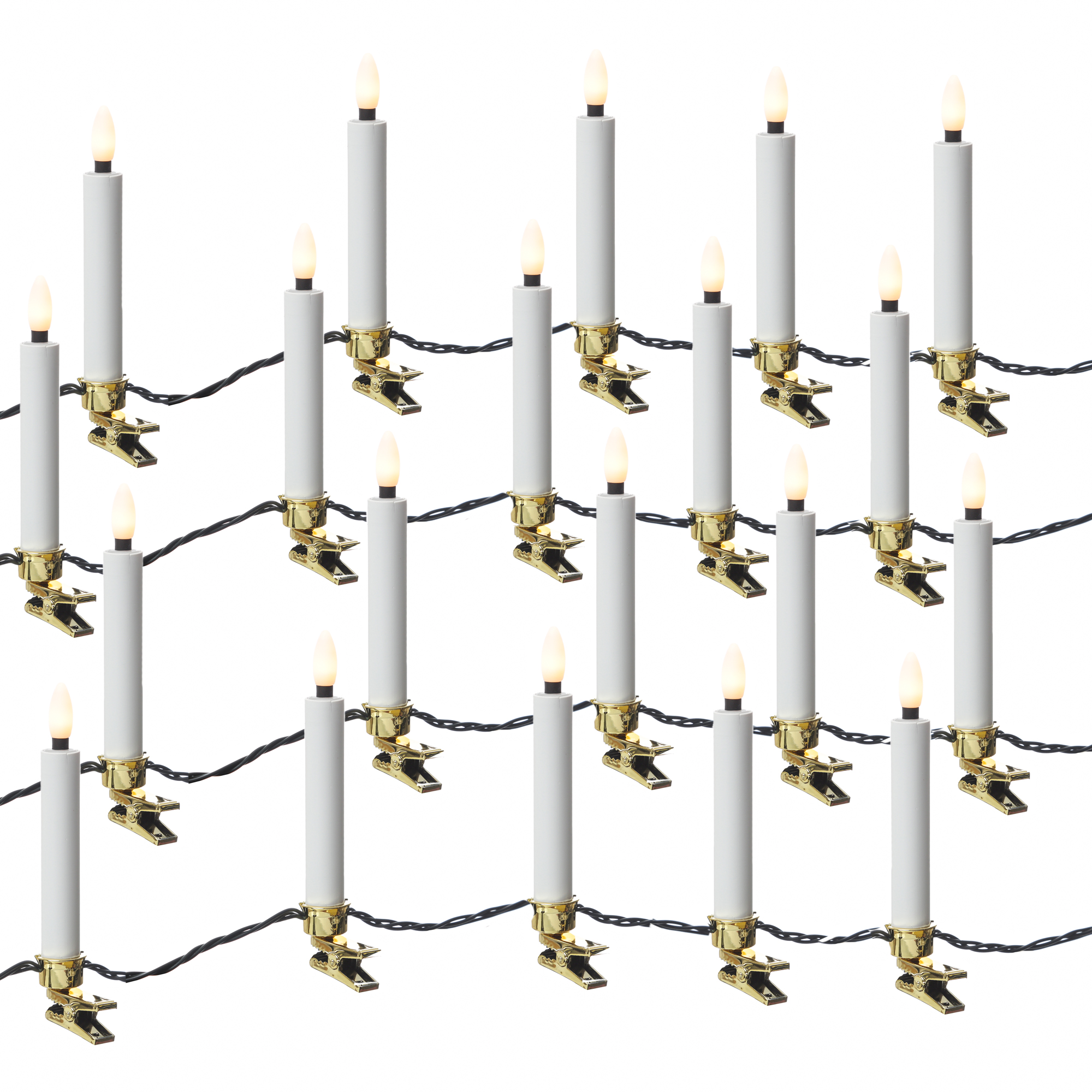 LED Kerzenlichterkette - 20 Christbaumkerzen - Weihnachtsbaumlichterkette - L: 9,5m - Innen/Außen