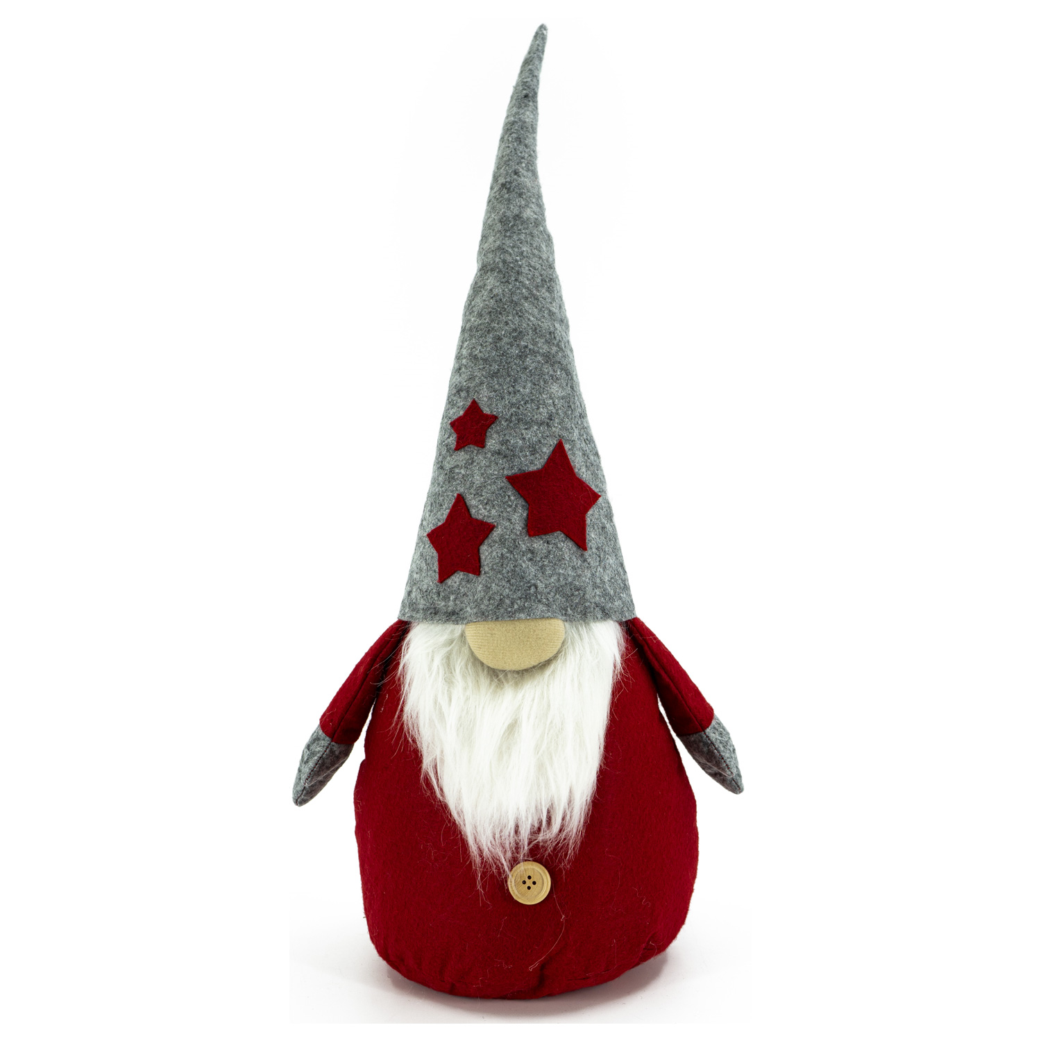 Wichtel ALVIN - Dekofigur - Filz - H: 81cm - graue biegbare Mütze - rote Sterne Wichtel ALVIN - Dekofigur - Filz - H: 81cm - graue biegbare Mütze - rote Sterne