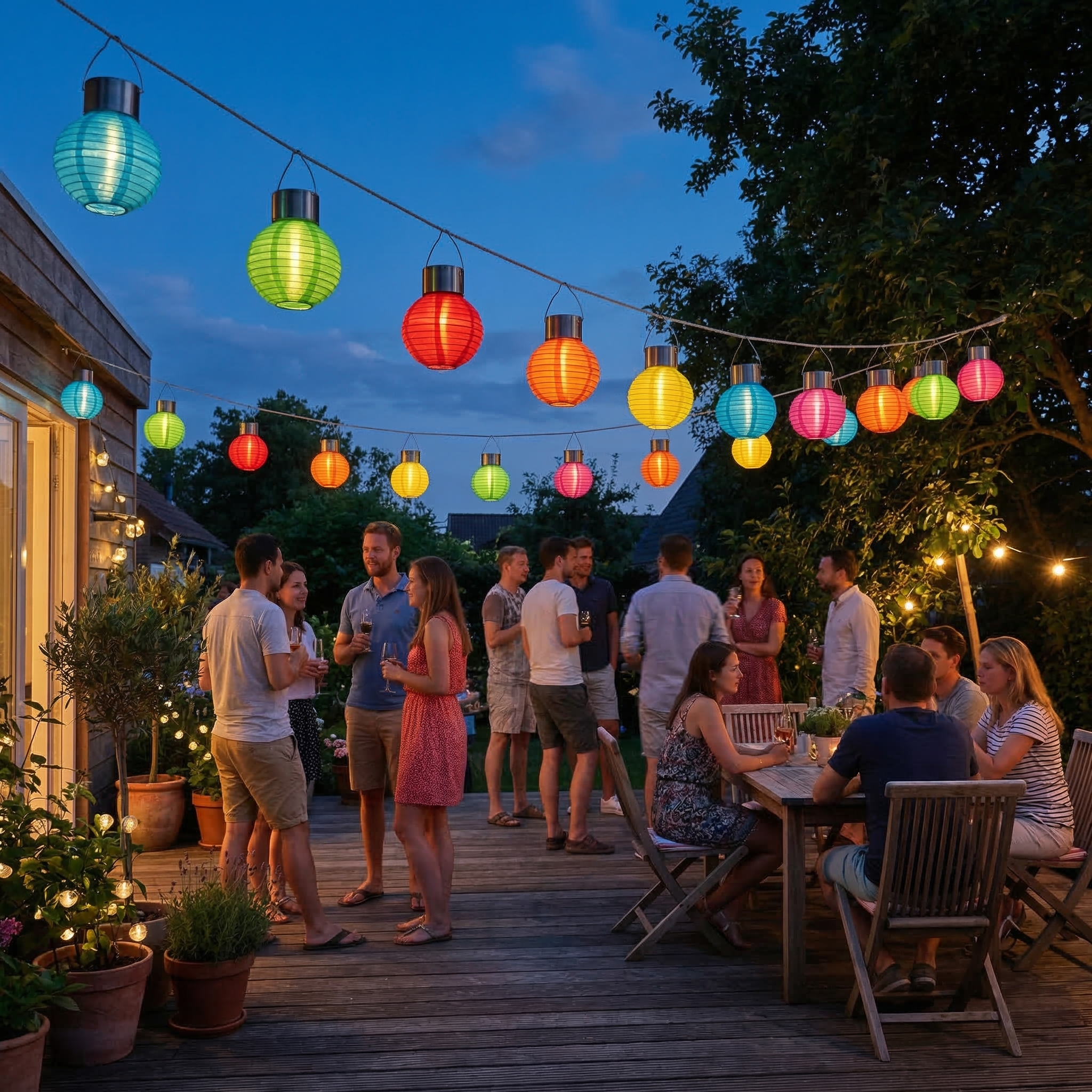 LED Solar Mini Lampion - kaltweiße LED - H: 9,5cm - D: 7cm - Lichtsensor - gelb