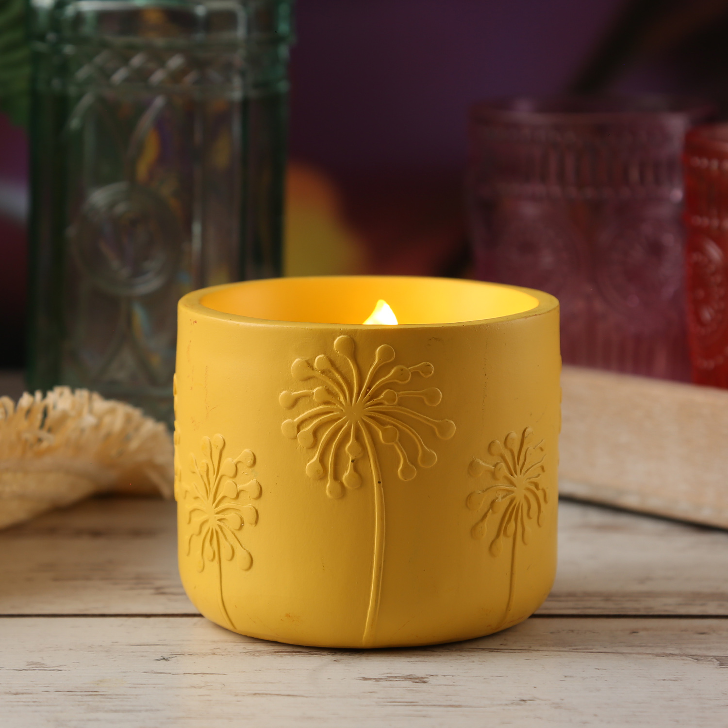 LED Solar Windlicht PUSTEBLUME - flackernde Flamme - Lichtsensor - H: 8cm - für Außen - gelb LED Solar Windlicht PUSTEBLUME - flackernde Flamme - Lichtsensor - H: 8cm - für Außen - gelb