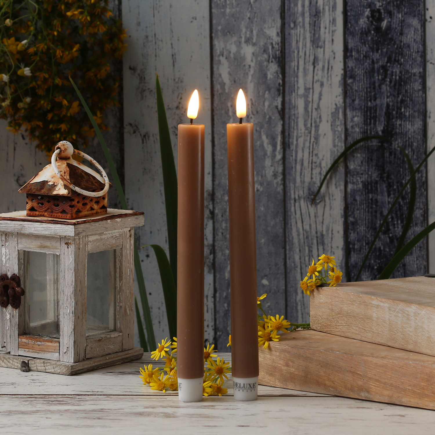 LED Stabkerzen MIA - Echtwachs - realistische 3D Flamme - H:24cm - Batteriebetrieb - karamell - 2 St LED Stabkerzen MIA - Echtwachs - realistische 3D Flamme - H:24cm - Batteriebetrieb - karamell - 2 St