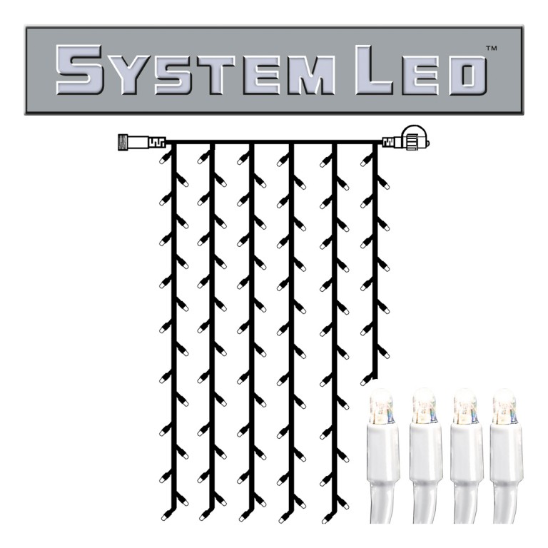 System LED White | Lichtvorhang | koppelbar |  exkl. Trafo | 1.00m x 2.00m | 102x Kaltweiß