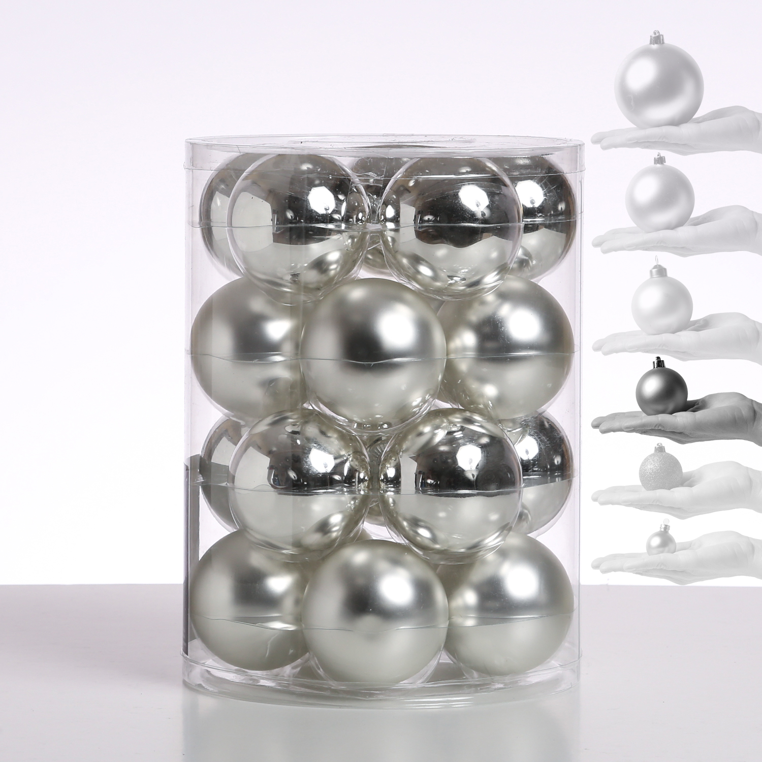 Christbaumkugel - Weihnachtsbaumkugel - Glas - D: 6cm - glänzend und matt - silber - 20er Set Christbaumkugel - Weihnachtsbaumkugel - Glas - D: 6cm - glänzend und matt - silber - 20er Set