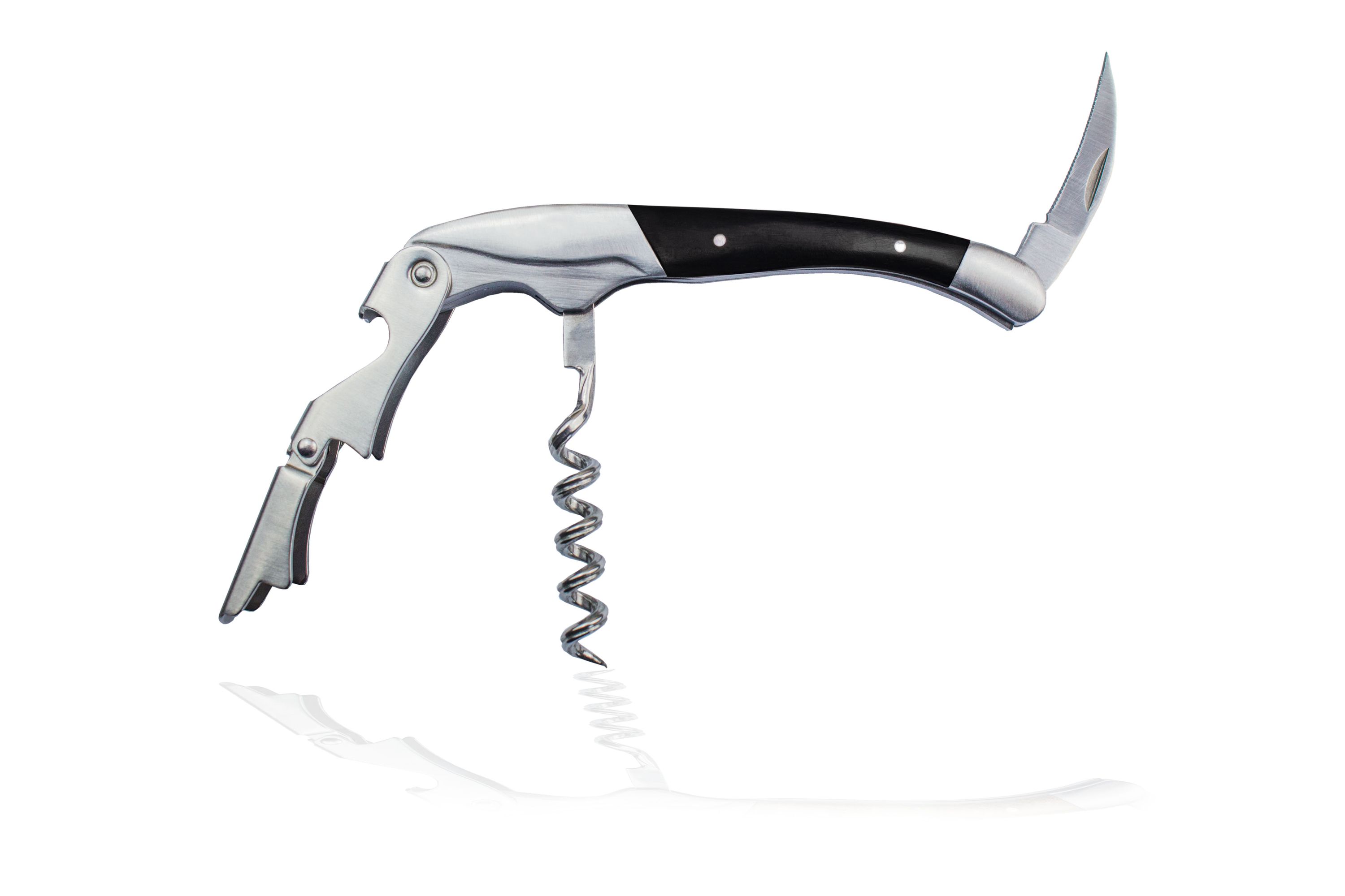 RADOLEO® Kellnermesser EBONY - Korkenzieher & Weinöffner | Profi Sommeliermesser & Flaschenöffner