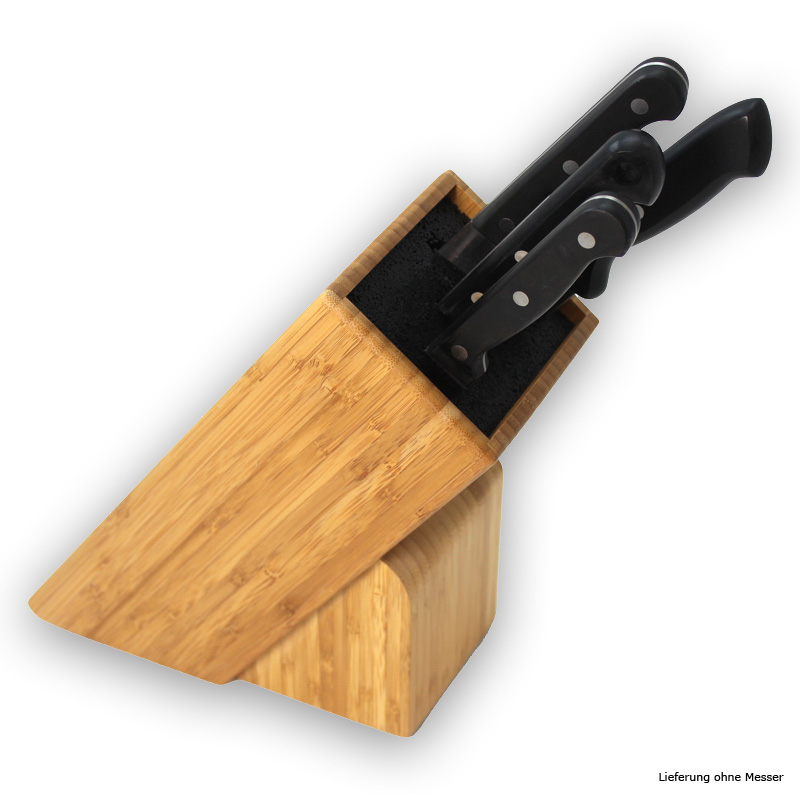 Messerblock Holz mit Einsatz - für Messer bis 22cm - Mit Kunststoffeinsatz