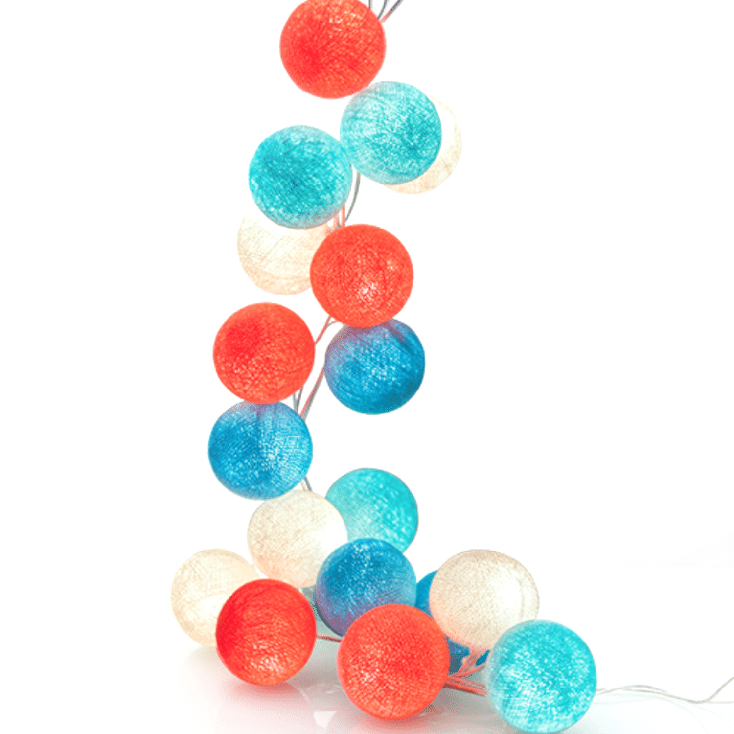 good moods* SUMMERTIME - Ball-Lichterkette mit 20 Stoffkugeln - 20 warmweiße LEDs - Geschenkkarton