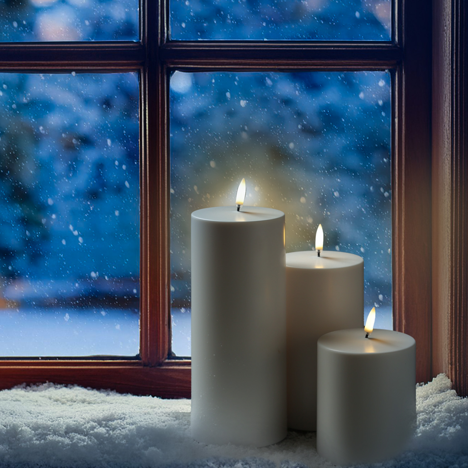 LED Kerze THEA - Kunststoff - Timer - H: 15cm - D: 8,4cm - bis zu 2500 Std.  - für Außen - weiß LED Kerze THEA - Kunststoff - Timer - H: 15cm - D: 8,4cm - bis zu 2500 Std.  - für Außen - weiß