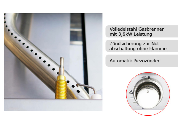 Pizzaofen Gas KULT - umbaubar als Grill - 3,8kW - Volledelstahl