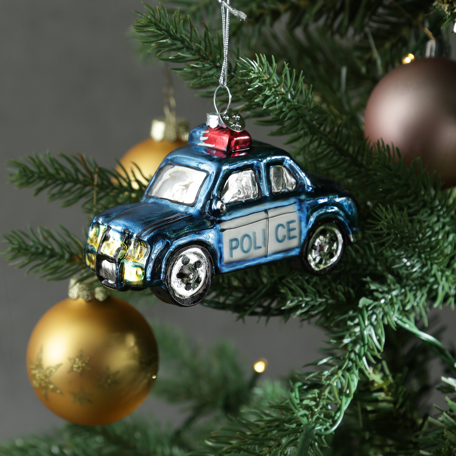 Weihnachtsbaumschmuck Polizeiauto - Christbaumschmuck - Glas - L: 11cm - blau Weihnachtsbaumschmuck Polizeiauto - Christbaumschmuck - Glas - L: 11cm - blau