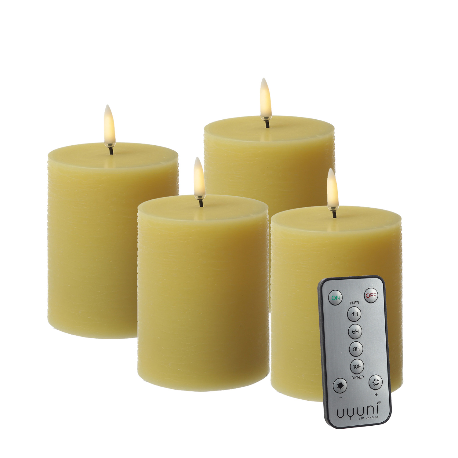 LED Kerzenset PIA - Rustik-Optik - H: 10cm - inkl. Batterien und Fernbedienung - gelb - 4er Set LED Kerzenset PIA - Rustik-Optik - H: 10cm - inkl. Batterien und Fernbedienung - gelb - 4er Set