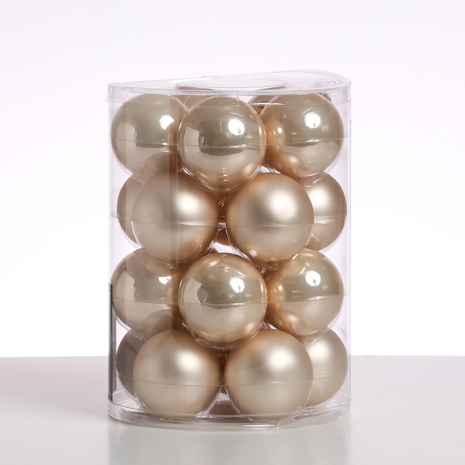 B-Ware Christbaumkugel - Weihnachtsbaumkugel - Glas - D: 6cm - glänzend und matt - champagner - 20er Set