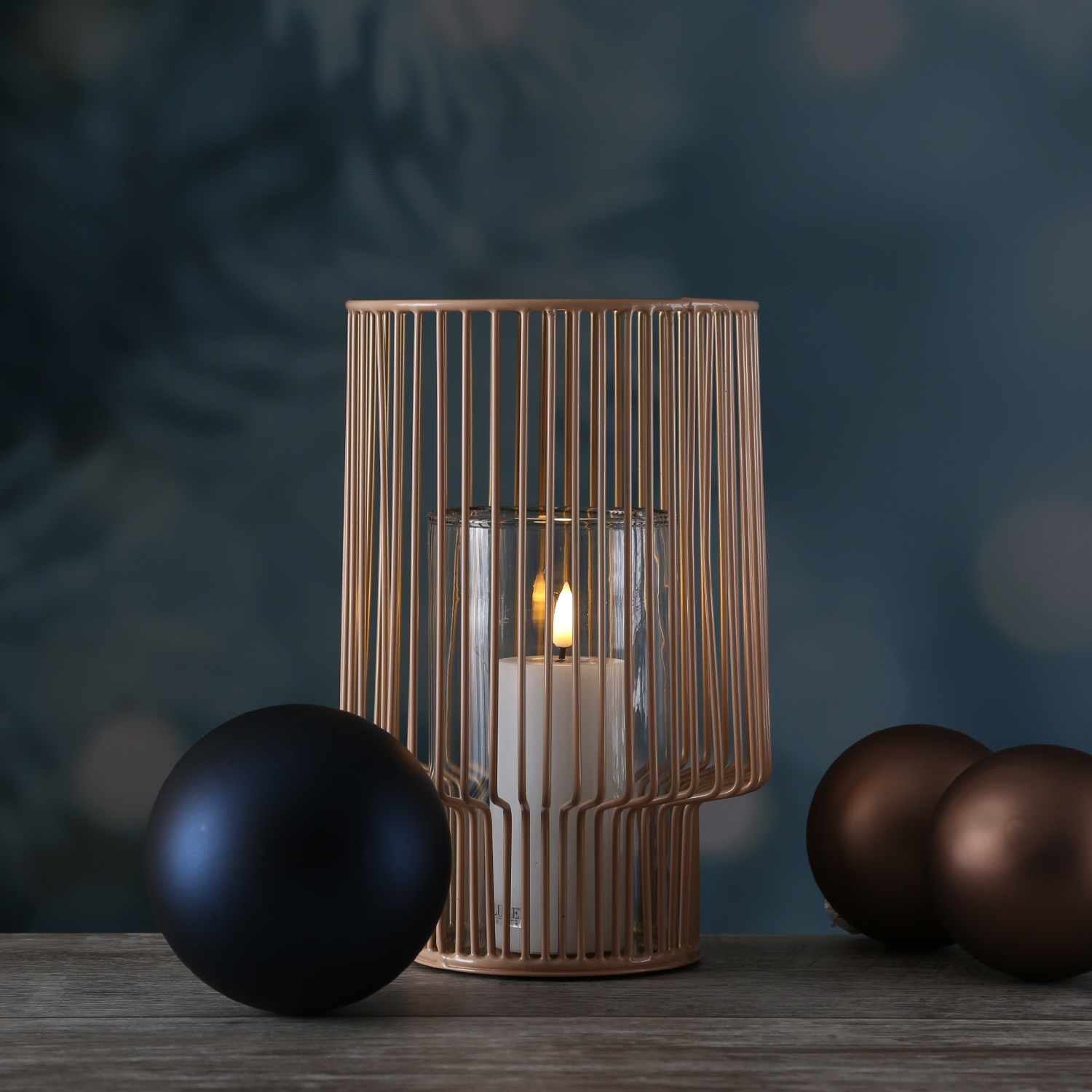 Windlicht mit Glaseinsatz - Laterne - Metall - H: 22cm - terracotta/gold Windlicht mit Glaseinsatz - Laterne - Metall - H: 22cm - terracotta/gold