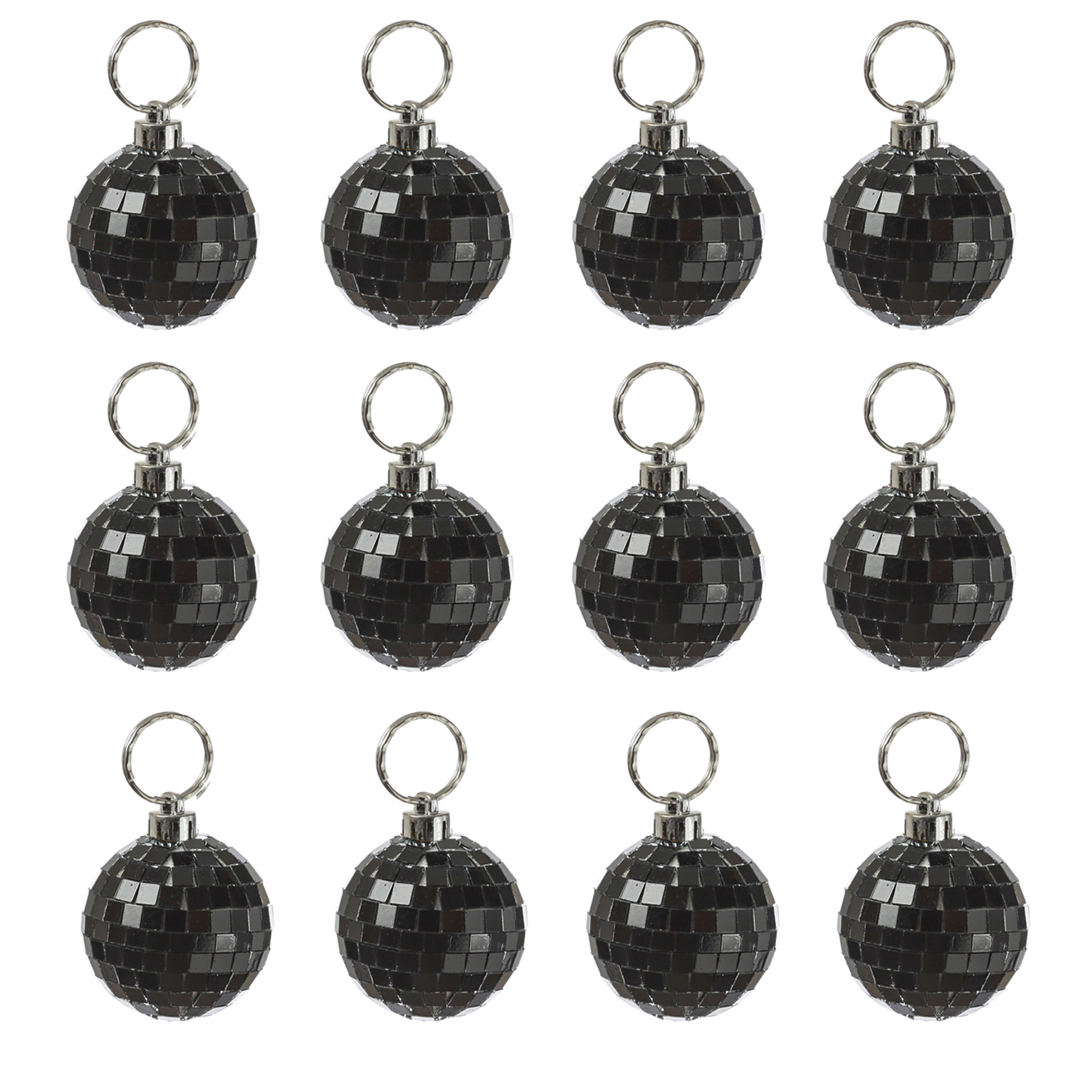 Spiegelkugel 5cm - Discokugel - Echtglas - 5x5mm Spiegel - DEKO Serie - schwarz - 12er Set