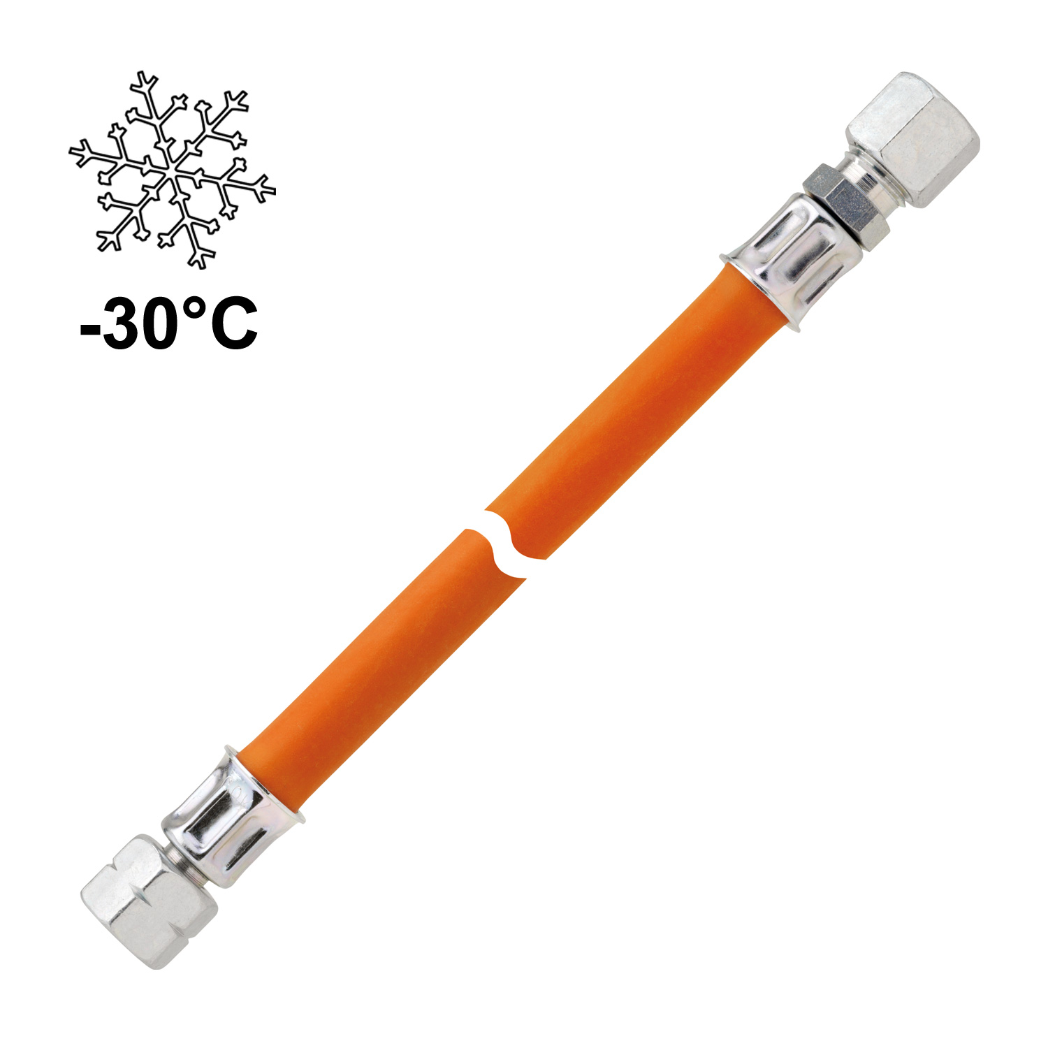 Gasschlauch Gummi 1/4 LH-ÜM auf RVS8 - 300cm - bis -30°C