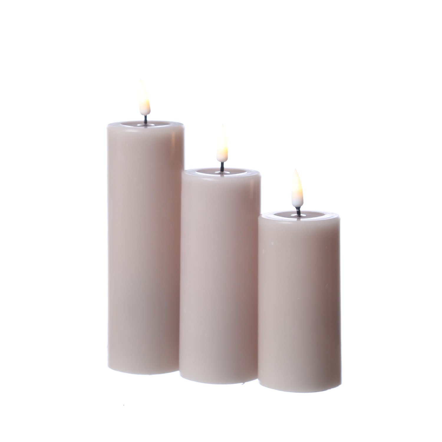 LED Stumpenkerze MIA - Echtwachs - realistische 3D Flamme - H: 10cm - D: 5cm - altrosa