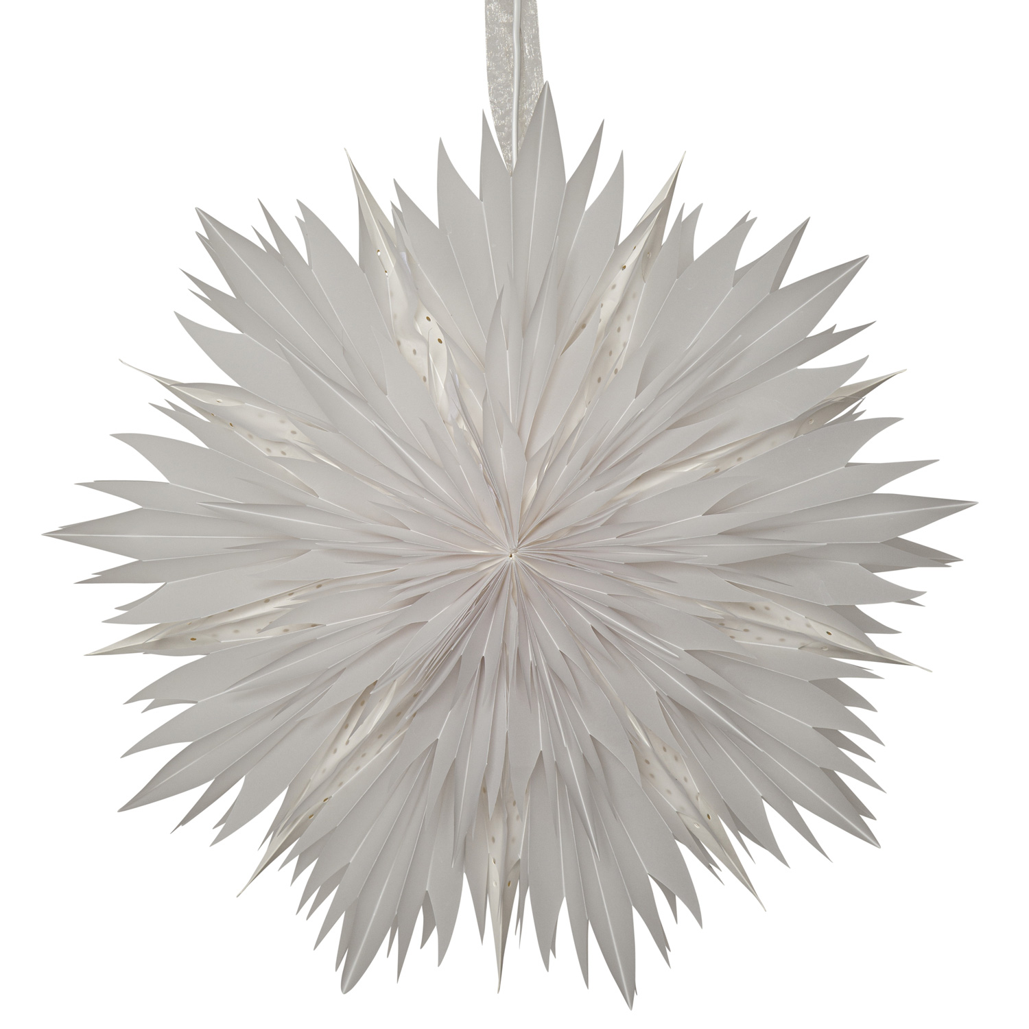 Papierstern EISBLUME - hängend - D: 60cm - mit Band - weiß Papierstern EISBLUME - hängend - D: 60cm - mit Band - weiß