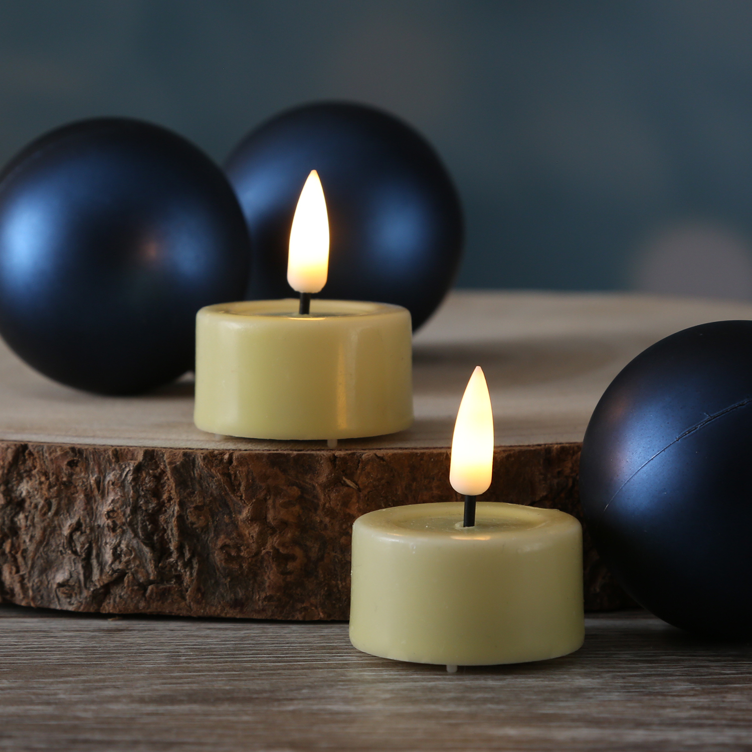LED Teelicht MIA - Echtwachs - realistische 3D Flamme - H: 4,5cm D:4,1cm - Batterie - gelb - 2Stück LED Teelicht MIA - Echtwachs - realistische 3D Flamme - H: 4,5cm D:4,1cm - Batterie - gelb - 2Stück