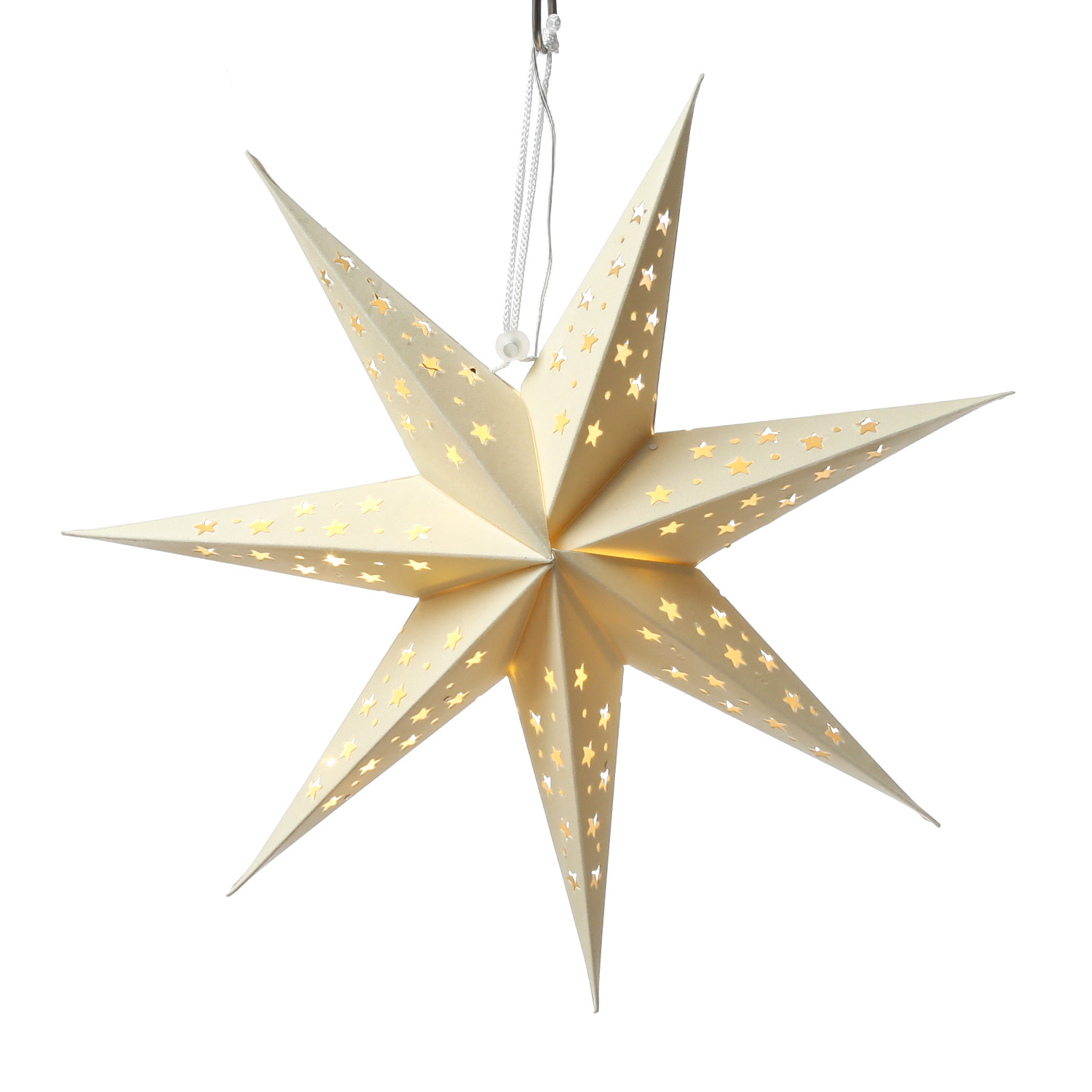LED Papierstern mit Stoffbezug - Samtstern - 7-zackig - 10LED - D: 40cm - Batterie - Timer - weiß LED Papierstern mit Stoffbezug - Samtstern - 7-zackig - 10LED - D: 40cm - Batterie - Timer - weiß