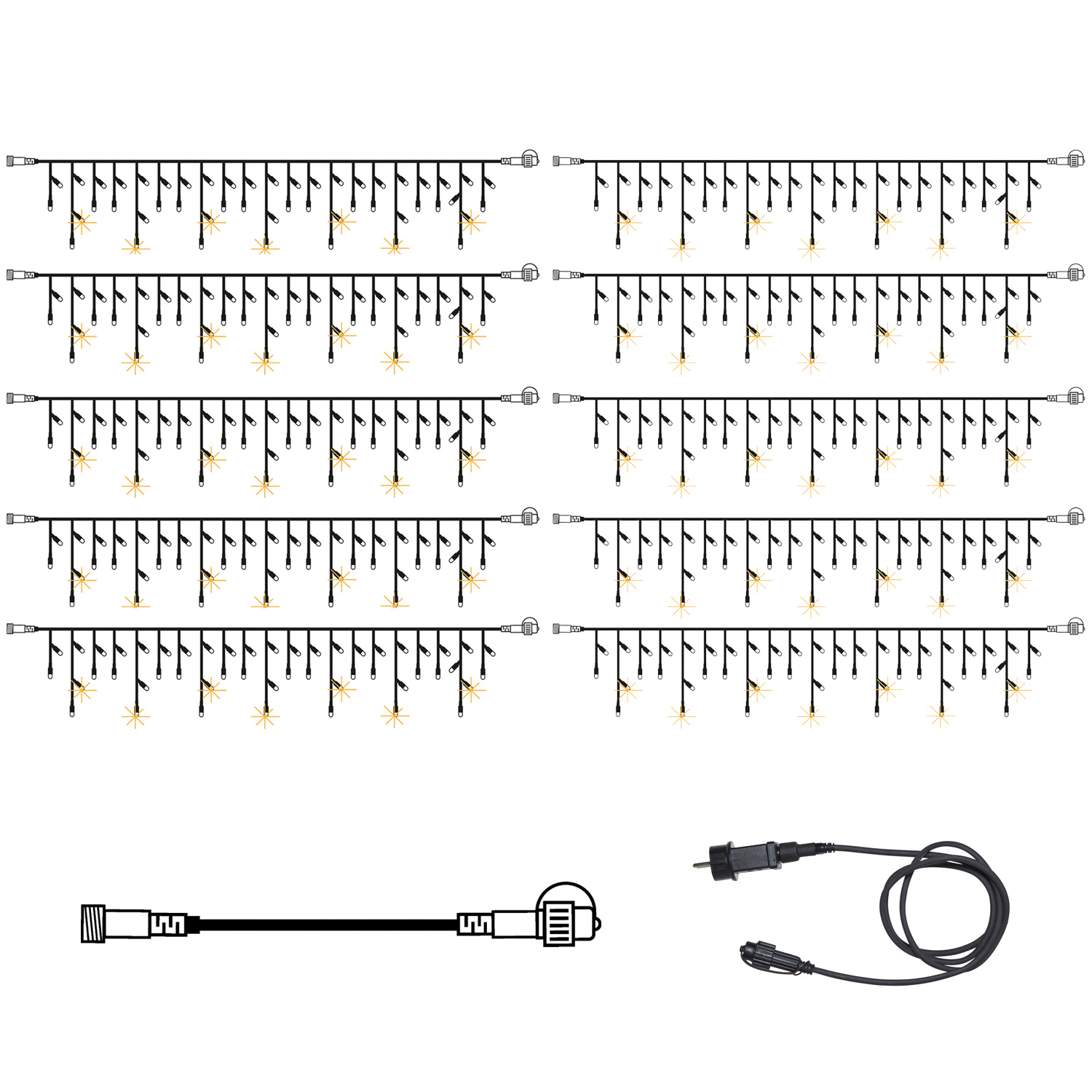 SYSTEM 24 KOMPLETT SET 30m - LED Lichtervorhang Eisregen Glitzereffekt - Icicle für Dachrinne SYSTEM 24 KOMPLETT SET 30m - LED Lichtervorhang Eisregen Glitzereffekt - Icicle für Dachrinne