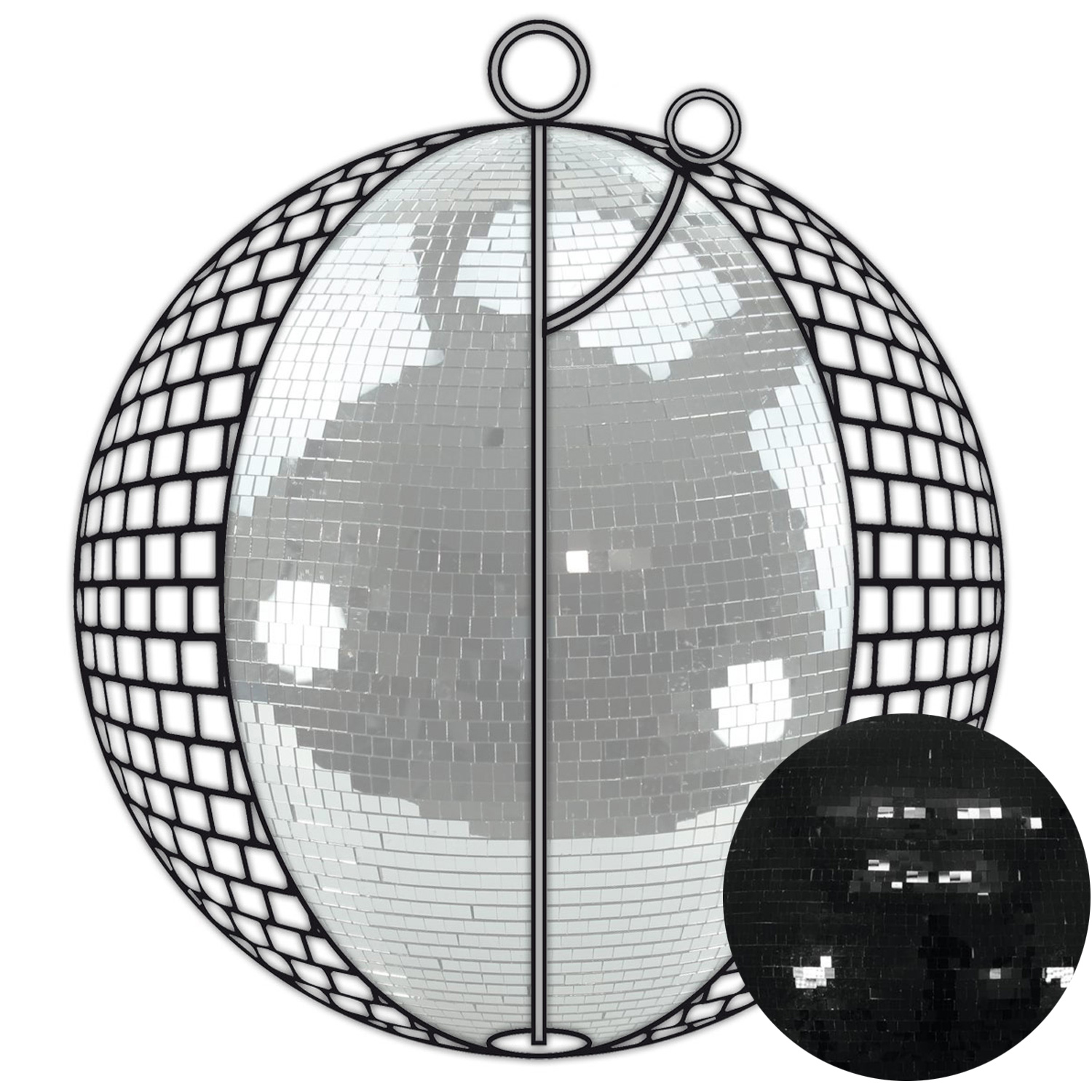 Spiegelkugel 150cm schwarz - Diskokugel (Discokugel) Party Lichteffekt - Echtglas - mirrorball safety black color