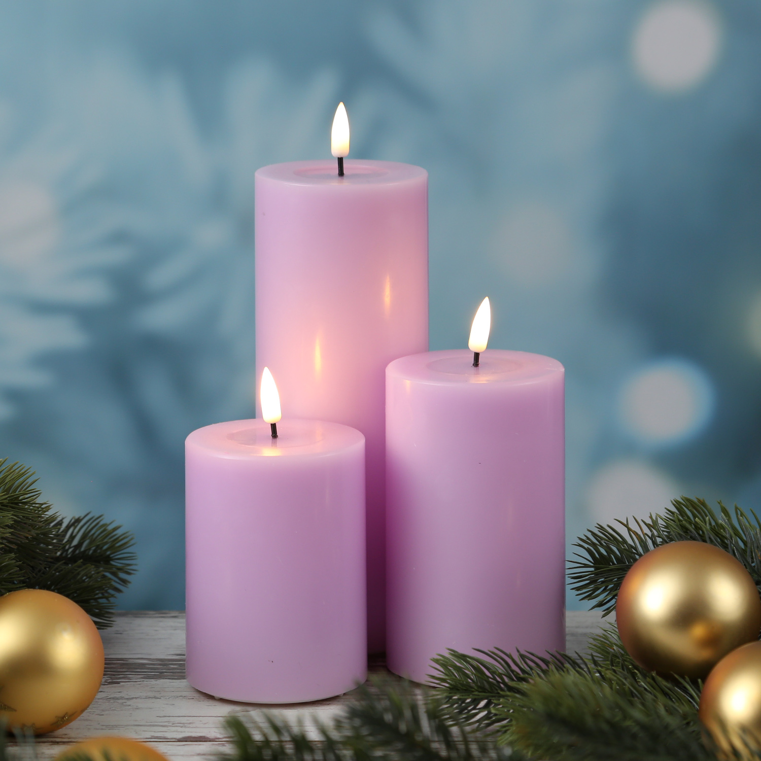 LED Stumpenkerze MIA - Echtwachs - realistische 3D Flamme - H: 20cm - D: 7,5cm - lavendel LED Stumpenkerze MIA - Echtwachs - realistische 3D Flamme - H: 20cm - D: 7,5cm - lavendel