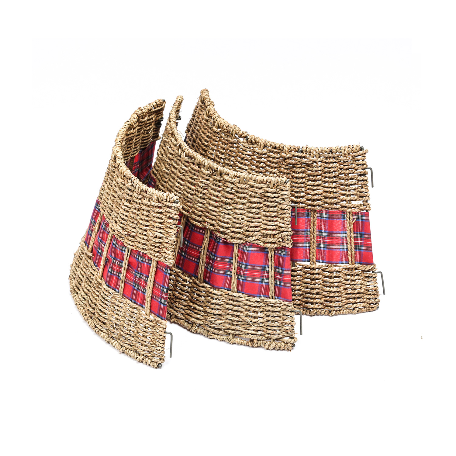 Weihnachtsbaumring - Korb aus Seegras - Verkleidung für Baumständer - D: 57cm - rund - natur, rot Weihnachtsbaumring - Korb aus Seegras - Verkleidung für Baumständer - D: 57cm - rund - natur, rot