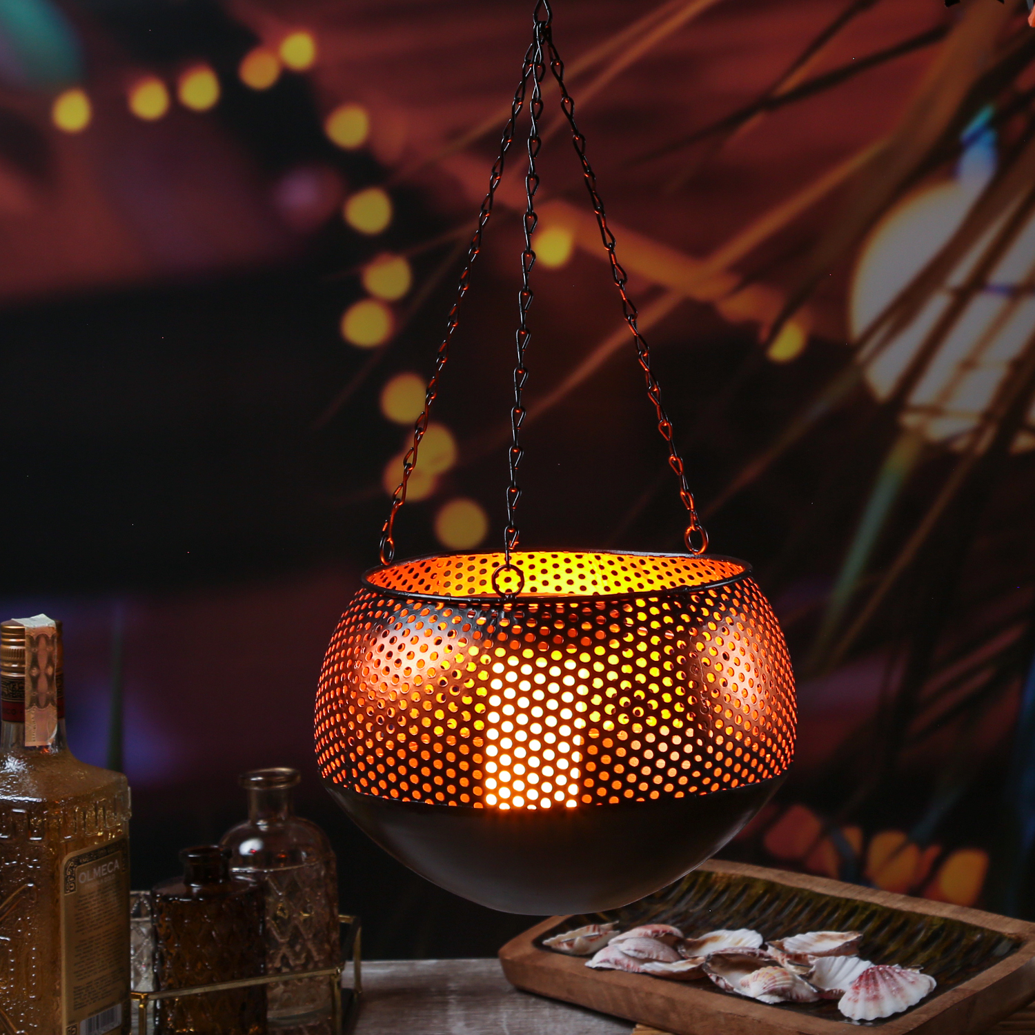 LED Solar Laterne FLAME - Hängeleuchte - Flammeneffekt - D: 21cm - Lichtsensor - kupfer LED Solar Laterne FLAME - Hängeleuchte - Flammeneffekt - D: 21cm - Lichtsensor - kupfer