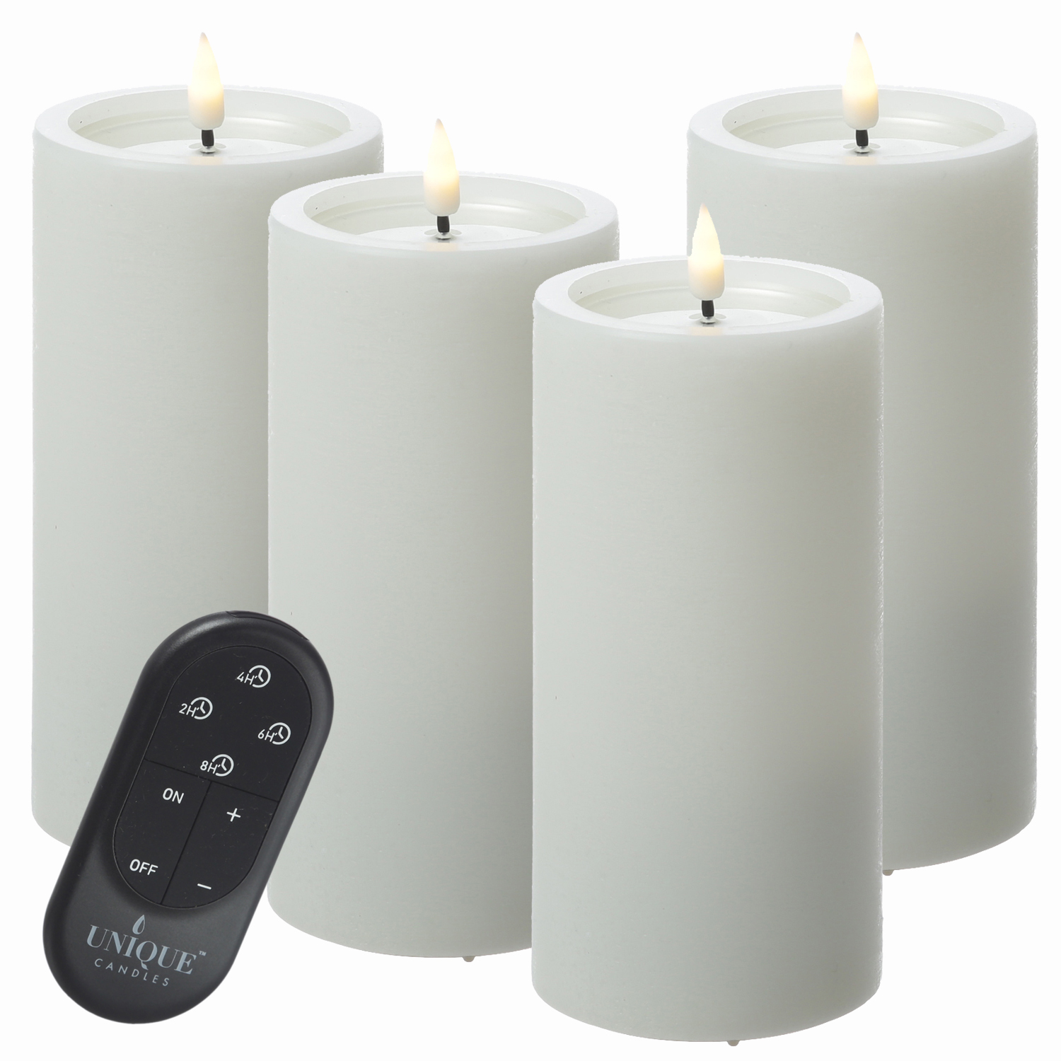 LED Kerzenset UNIQUE - Rustik-Optik - H: 15cm - mit Batterien und Fernbedienung - weiß - 4er Set LED Kerzenset UNIQUE - Rustik-Optik - H: 15cm - mit Batterien und Fernbedienung - weiß - 4er Set