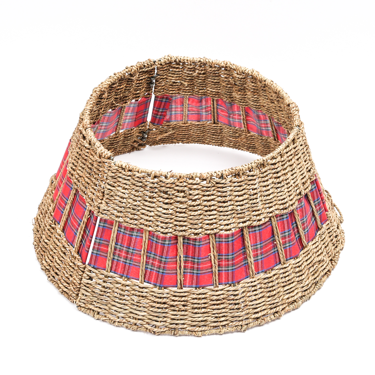 Weihnachtsbaumring - Korb aus Seegras - Verkleidung für Baumständer - D: 70cm - rund - natur, rot Weihnachtsbaumring - Korb aus Seegras - Verkleidung für Baumständer - D: 70cm - rund - natur, rot