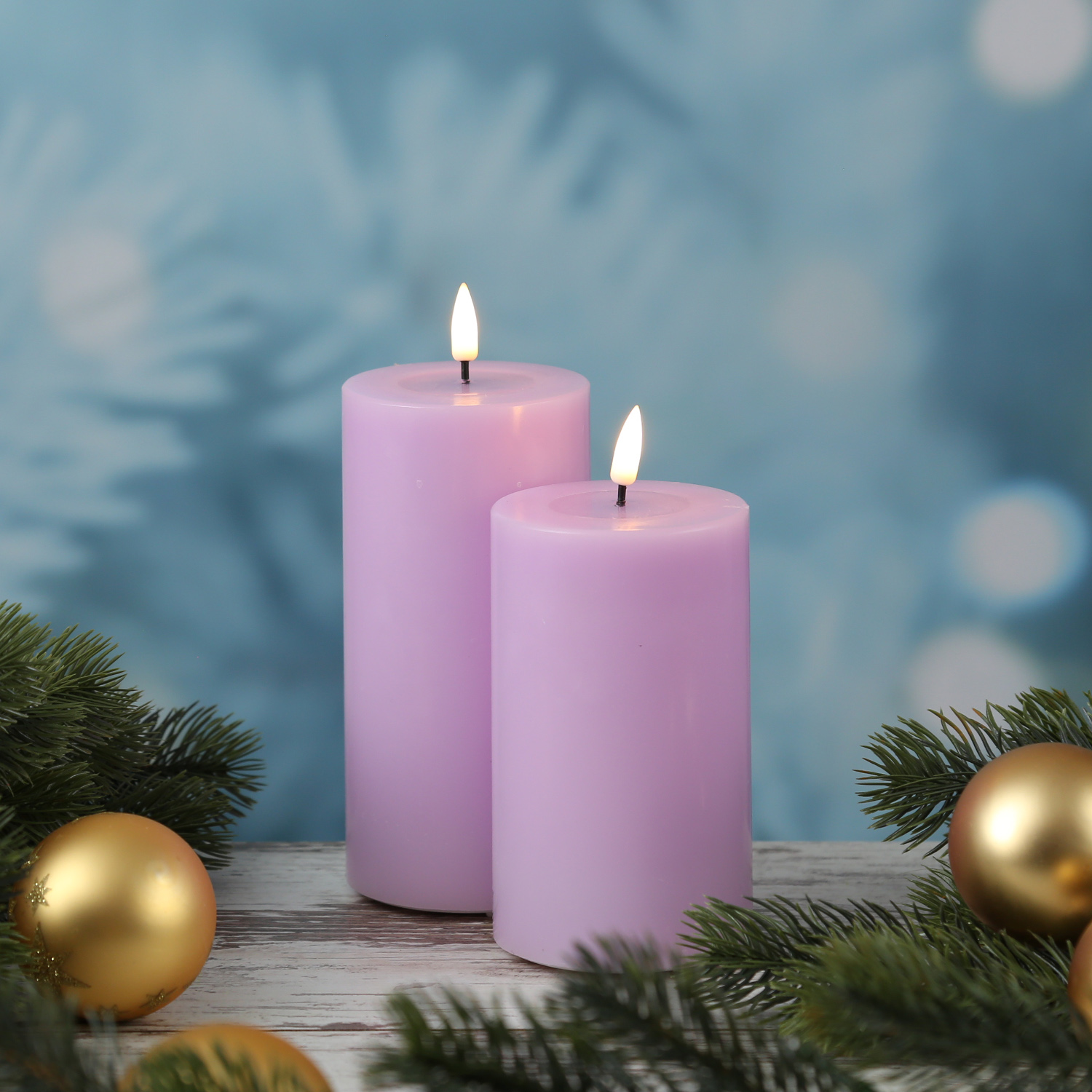 LED Stumpenkerze MIA - Echtwachs - realistische 3D Flamme - H: 12,5cm - D: 7,5cm - lavendel LED Stumpenkerze MIA - Echtwachs - realistische 3D Flamme - H: 12,5cm - D: 7,5cm - lavendel