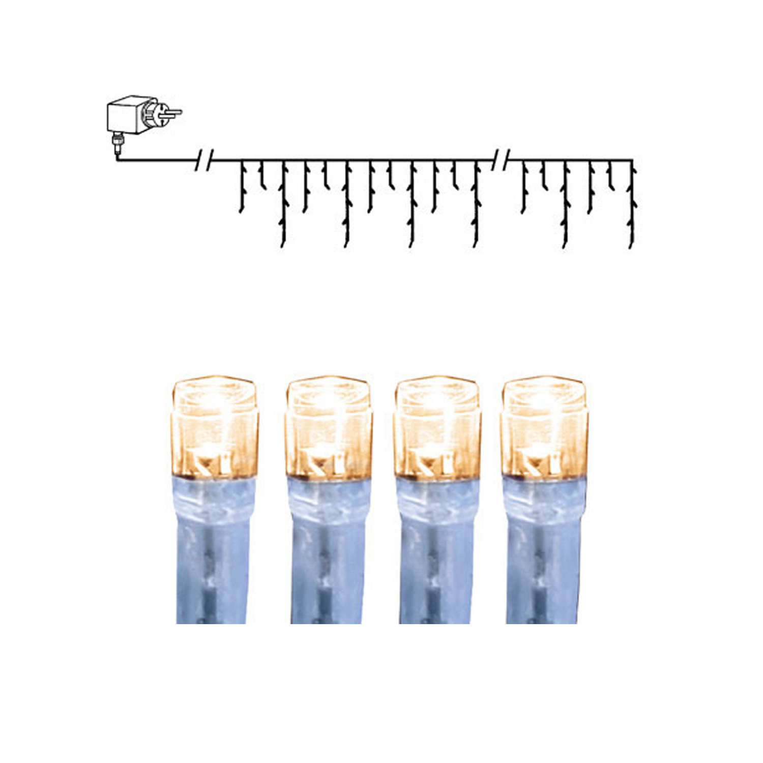 LED Lichtvorhang - Serie LED - outdoor - 144 warmweiße LED - L: 4m, H: 40cm - transparentes Kabel