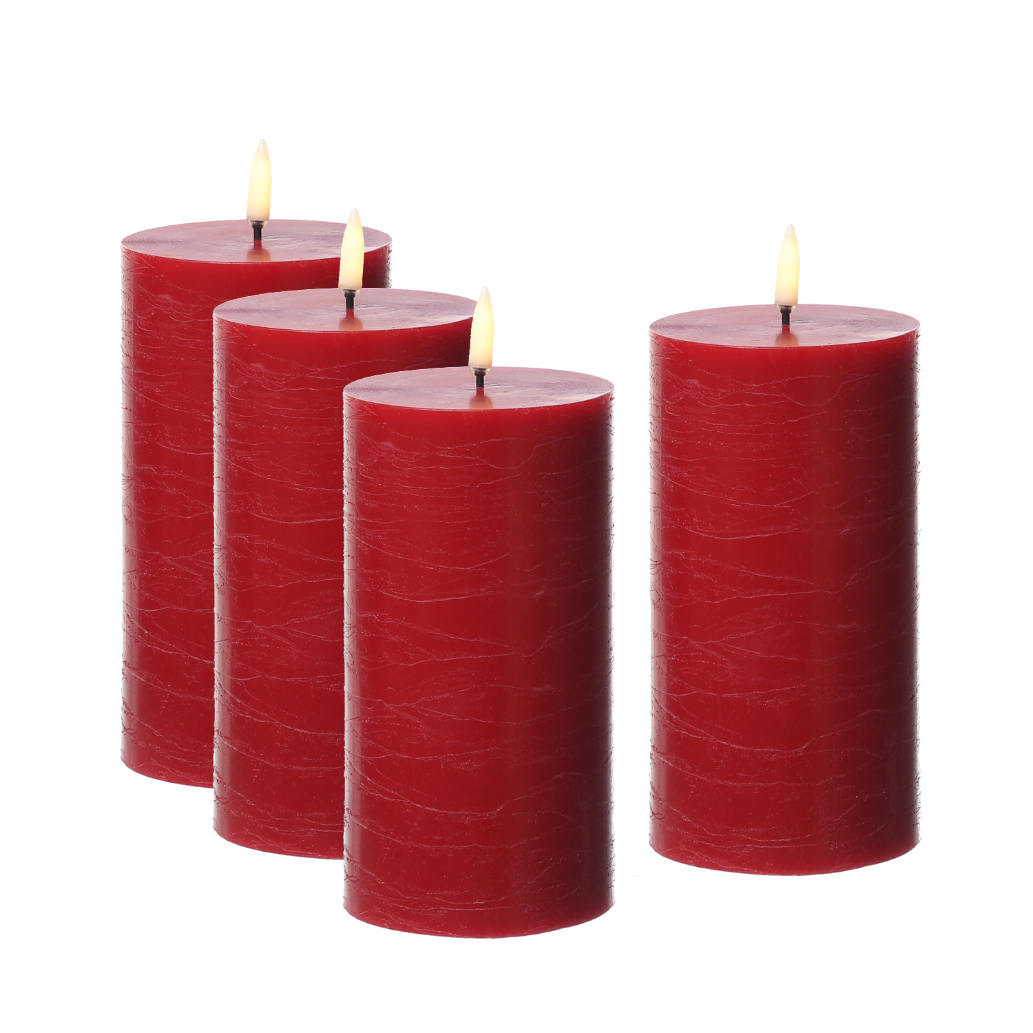 LED Kerzenset PIA - Rustik-Optik - H: 15cm - inkl. Batterien und Fernbedienung - rot - 4er Set LED Kerzenset PIA - Rustik-Optik - H: 15cm - inkl. Batterien und Fernbedienung - rot - 4er Set