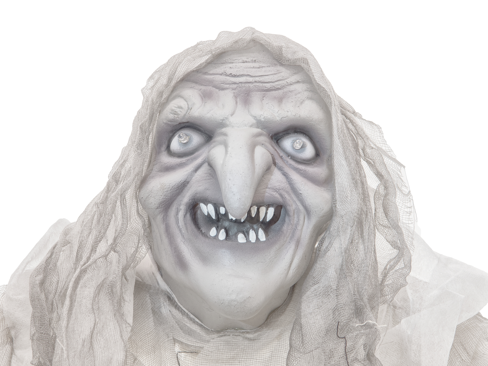 Weiße Hexe, bewegt mit Licht und Geräuschen - Halloween Figur zum Hängen 170x50x20cm