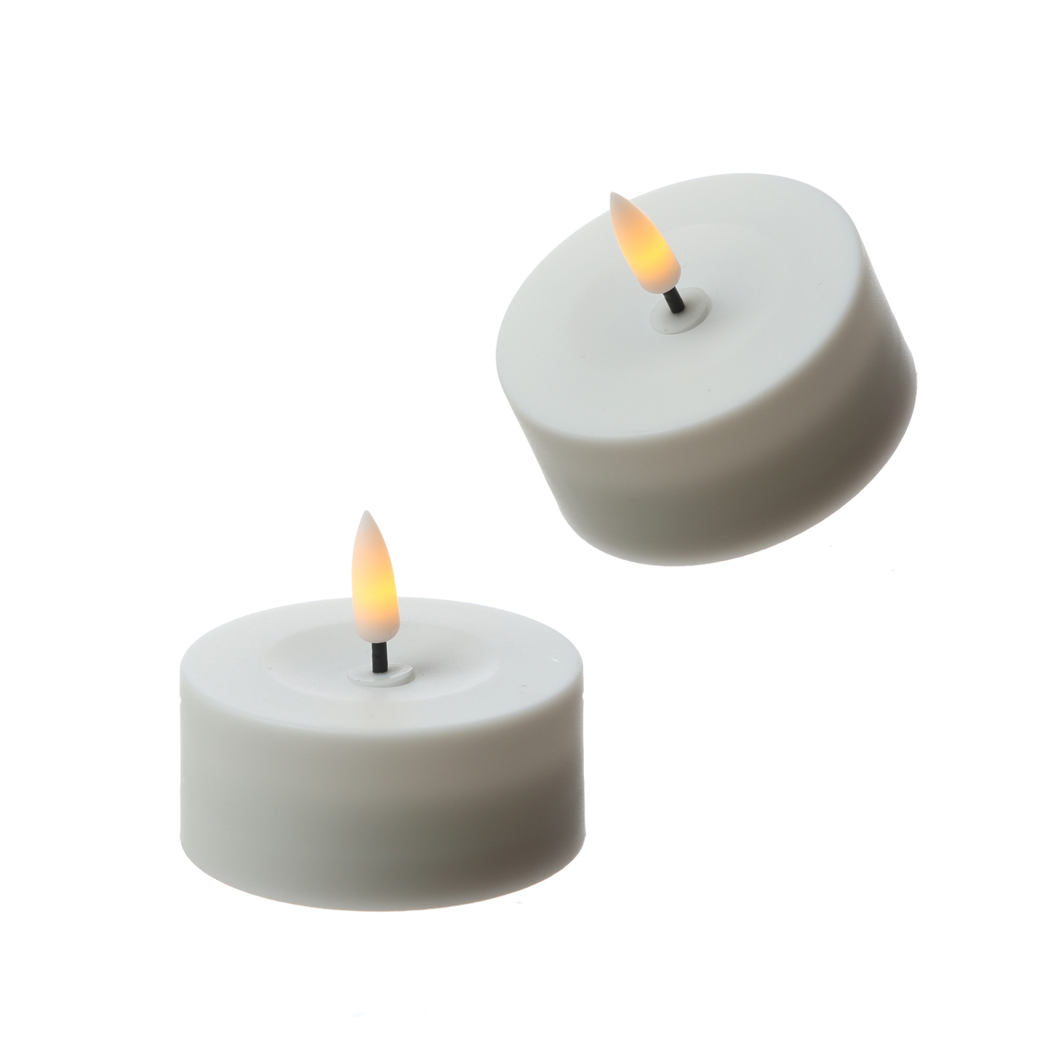 LED Solar Maxi Teelichter - XL Outdoor Teelichter - D: 7cm - Lichtsensor - weiß - 2er Set