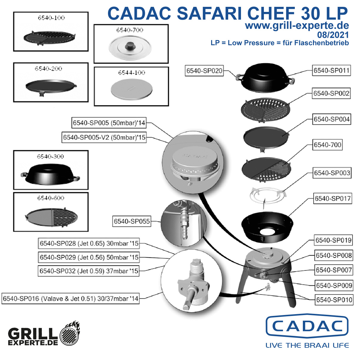 CADAC Ersatzteil - SAFARI CHEF 2 LP30 - Düse - 6540-SP028 (für LP 30mbar Geräte) - Ersatzdüse