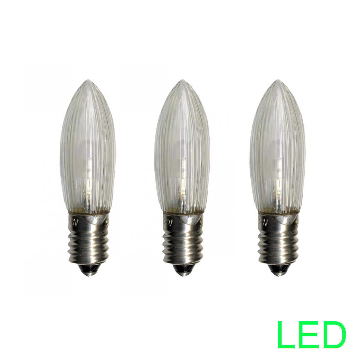 LED Ersatzleuchtmittel für Fensterleuchter - E10 - 0,2W - warmweiß - klar - 10-55V - 3 Stück LED Ersatzleuchtmittel für Fensterleuchter - E10 - 0,2W - warmweiß - klar - 10-55V - 3 Stück